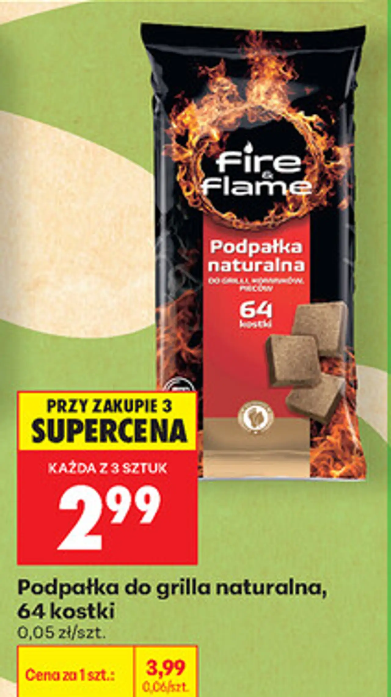 Fire & Flame Podpałka do grilla naturalna, 64 kostki