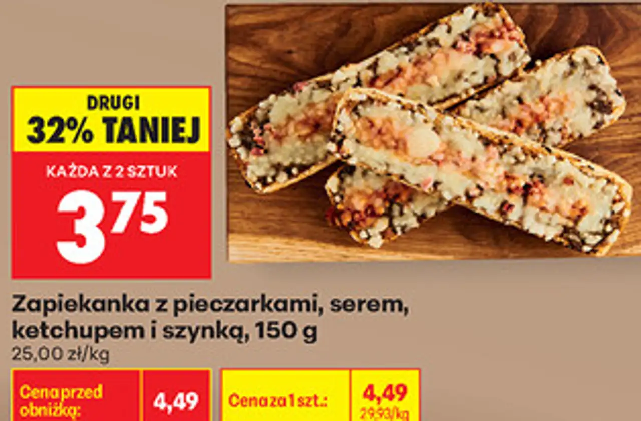 Zapiekanka z pieczarkami, serem, ketchupem i szynką