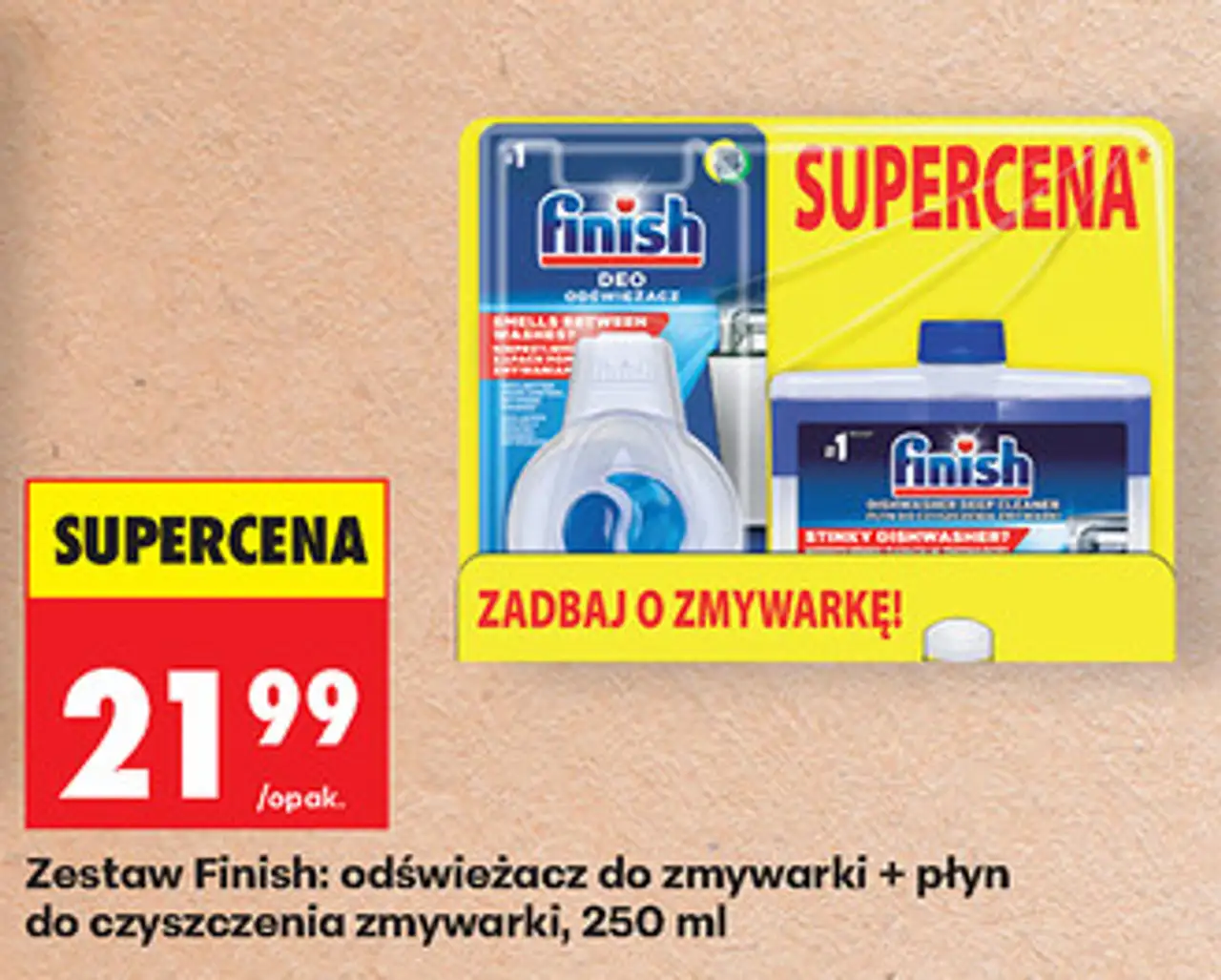 Zestaw Finish: odświeżacz do zmywarki + płyn do czyszczenia zmywarki, 250 ml