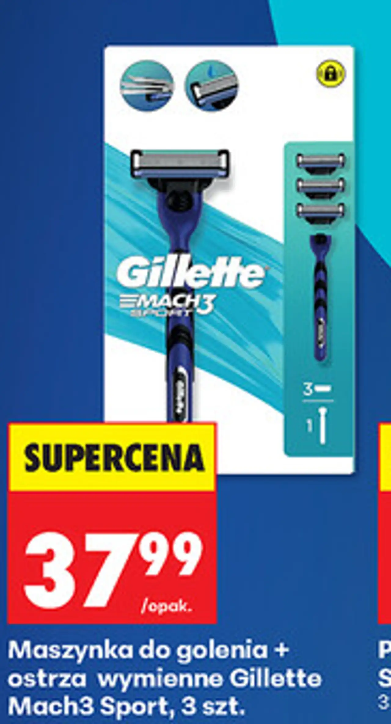 Maszynka do golenia + ostrza wymienne Gillette Mach3 Sport, 3 szt.