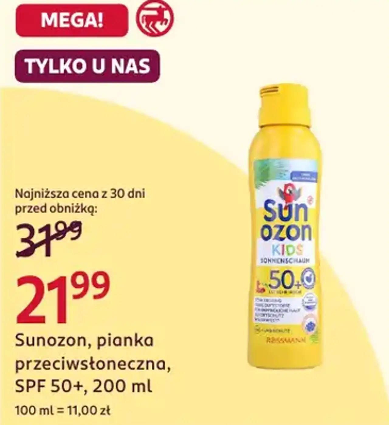 Sunozon, pianka przeciwsłoneczna, SPF 50+, 200 ml