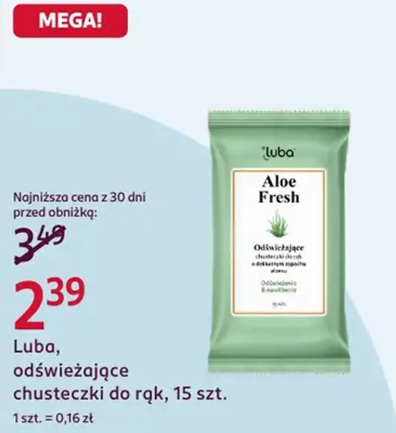 Luba, odświeżające chusteczki do rąk, 15 szt.