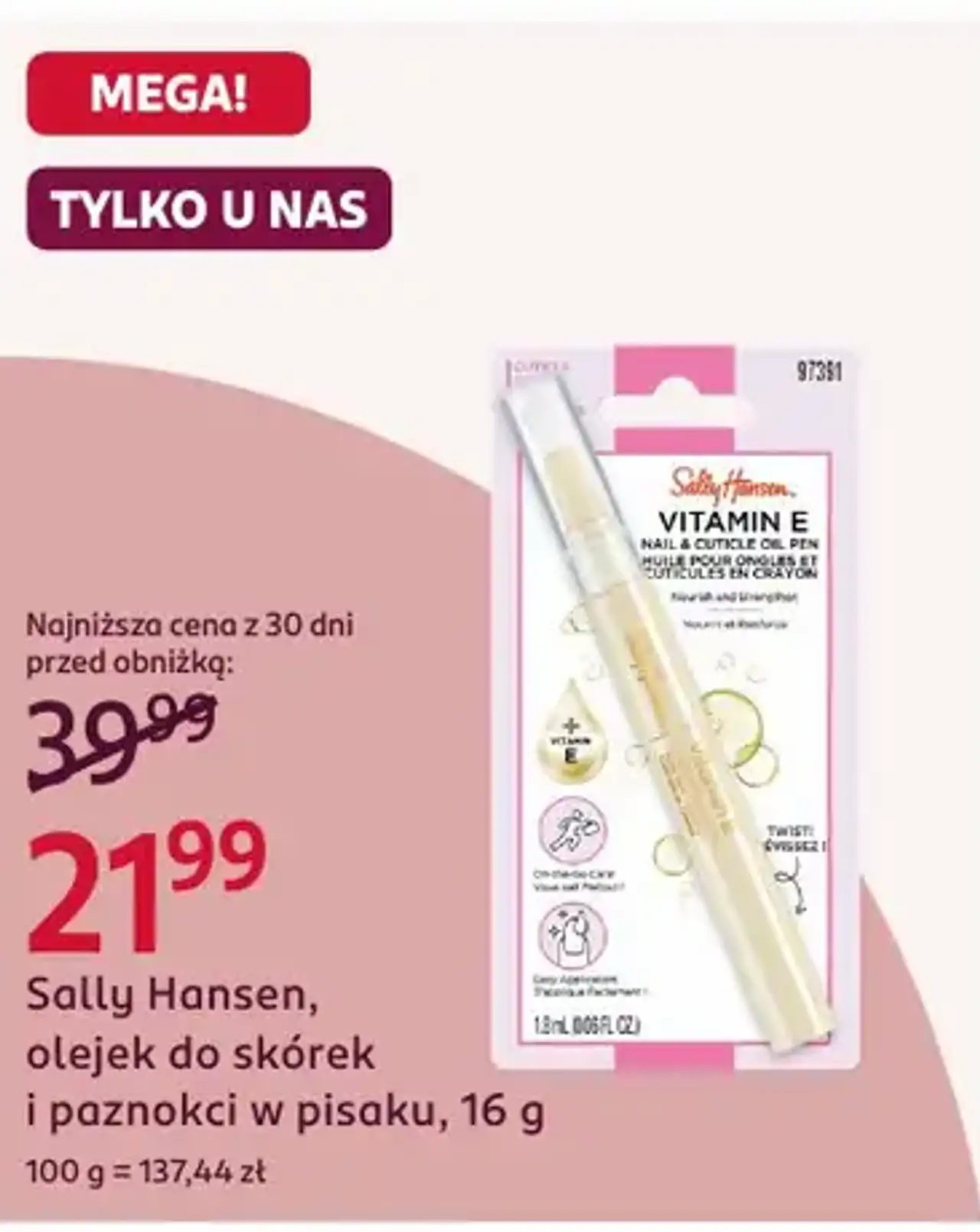 Sally Hansen, olejek do skórek i paznokci w pisaku, 16 g