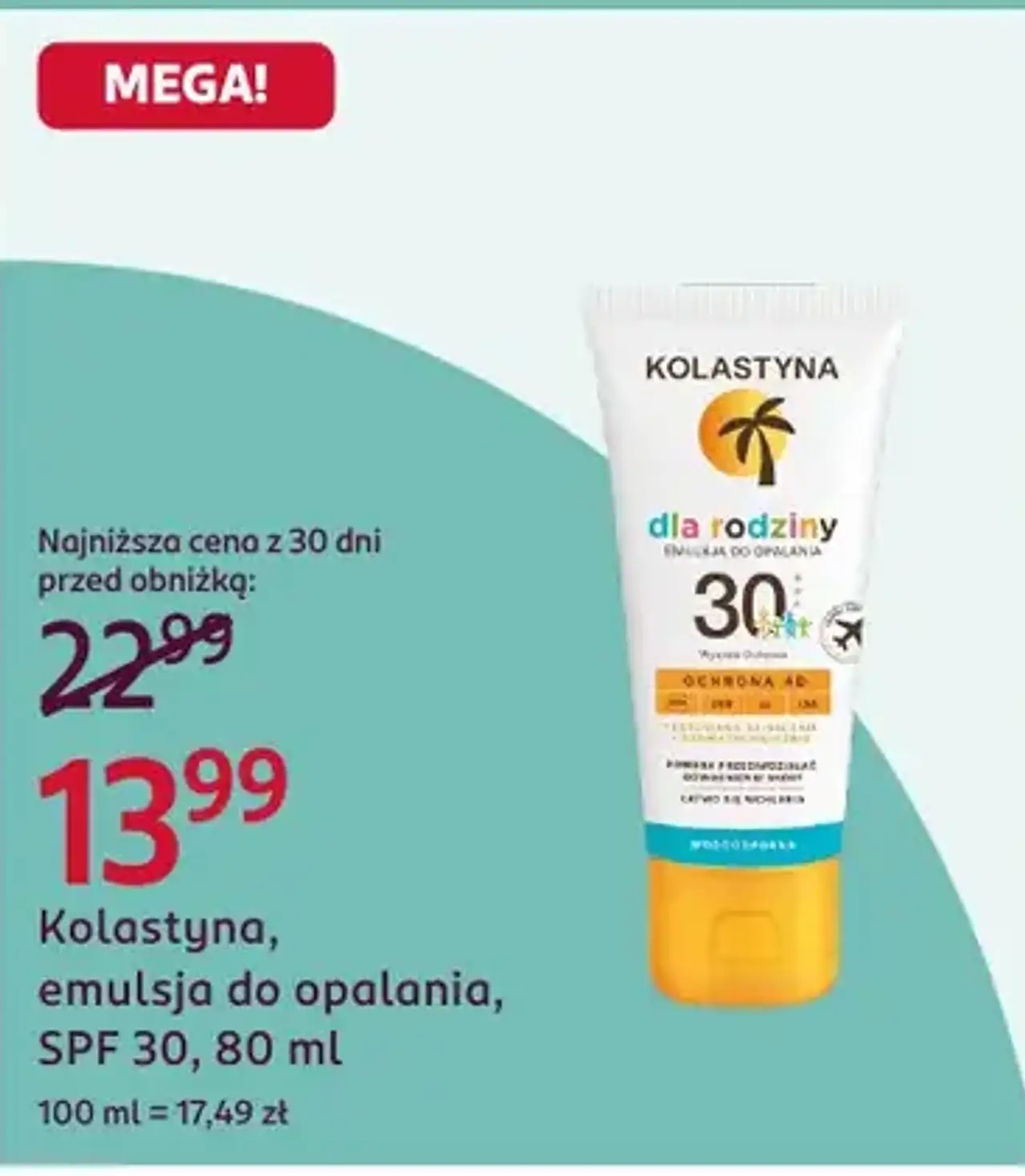 Kolastyna, emulsja do opalania, SPF 30, 80 ml