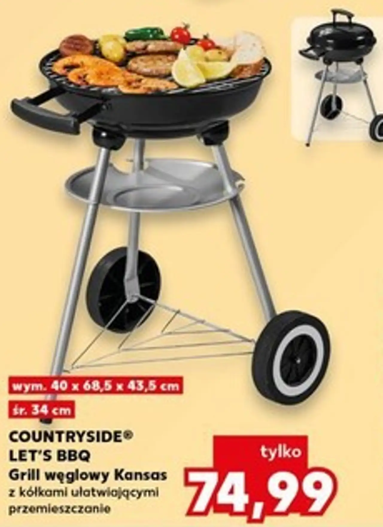 COUNTRYSIDE® LET'S BBQ Grill węglowy Kansas