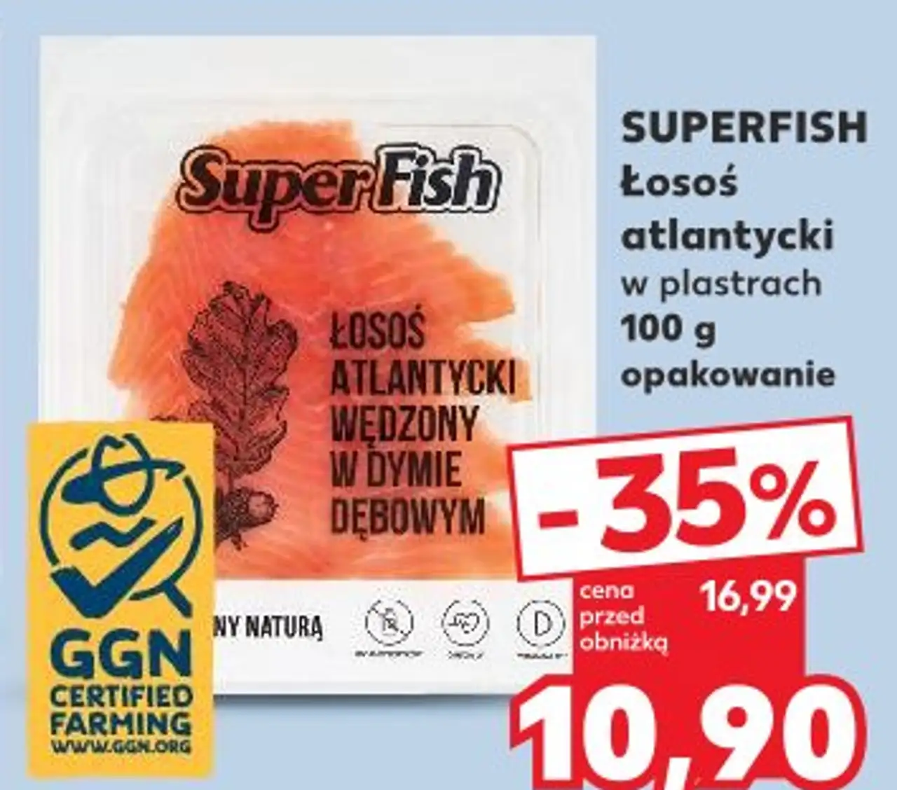SUPERFISH Łosoś atlantycki w plastrach w dymie dębowym