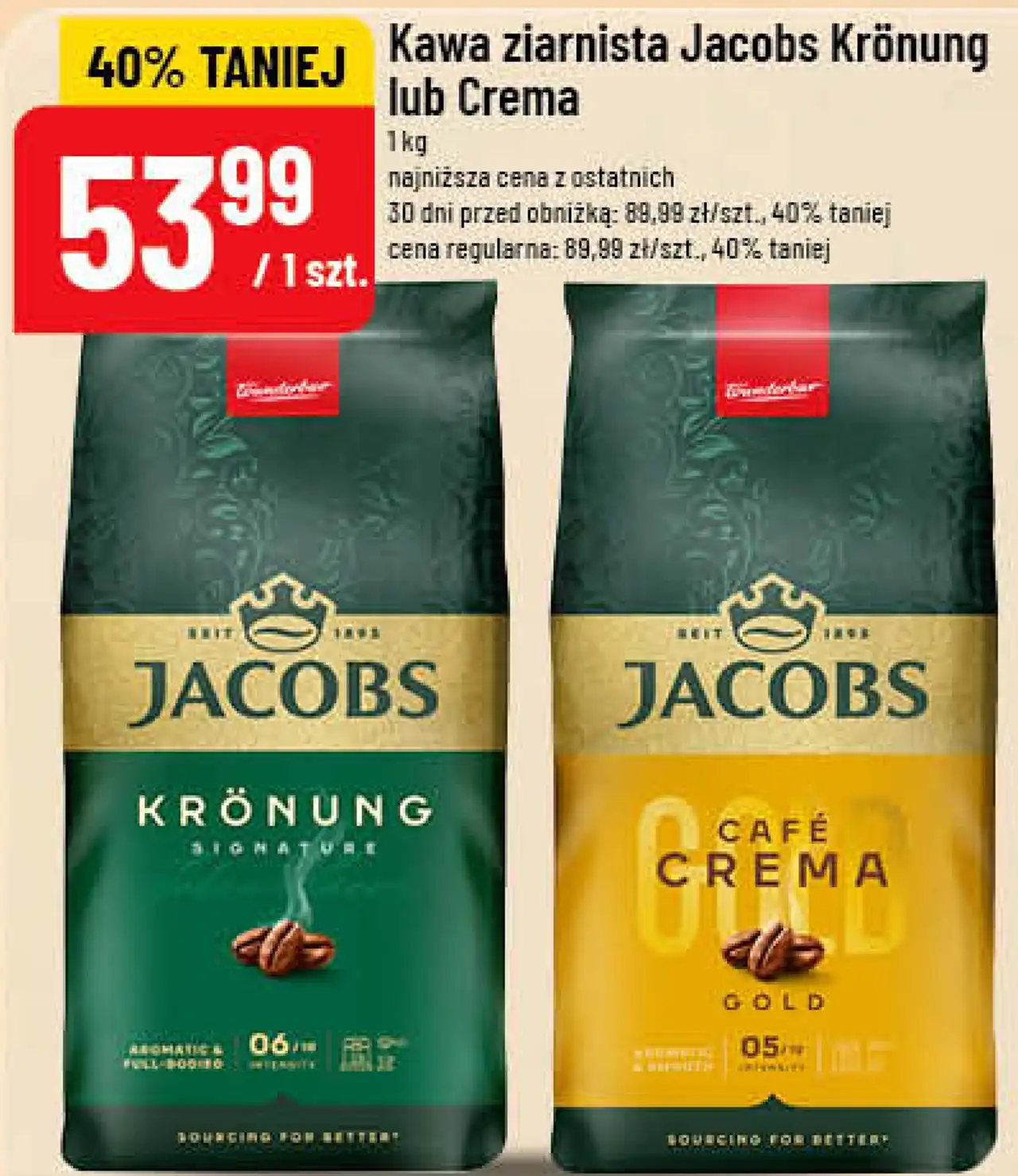 Kawa ziarnista Jacobs Krönung lub Crema