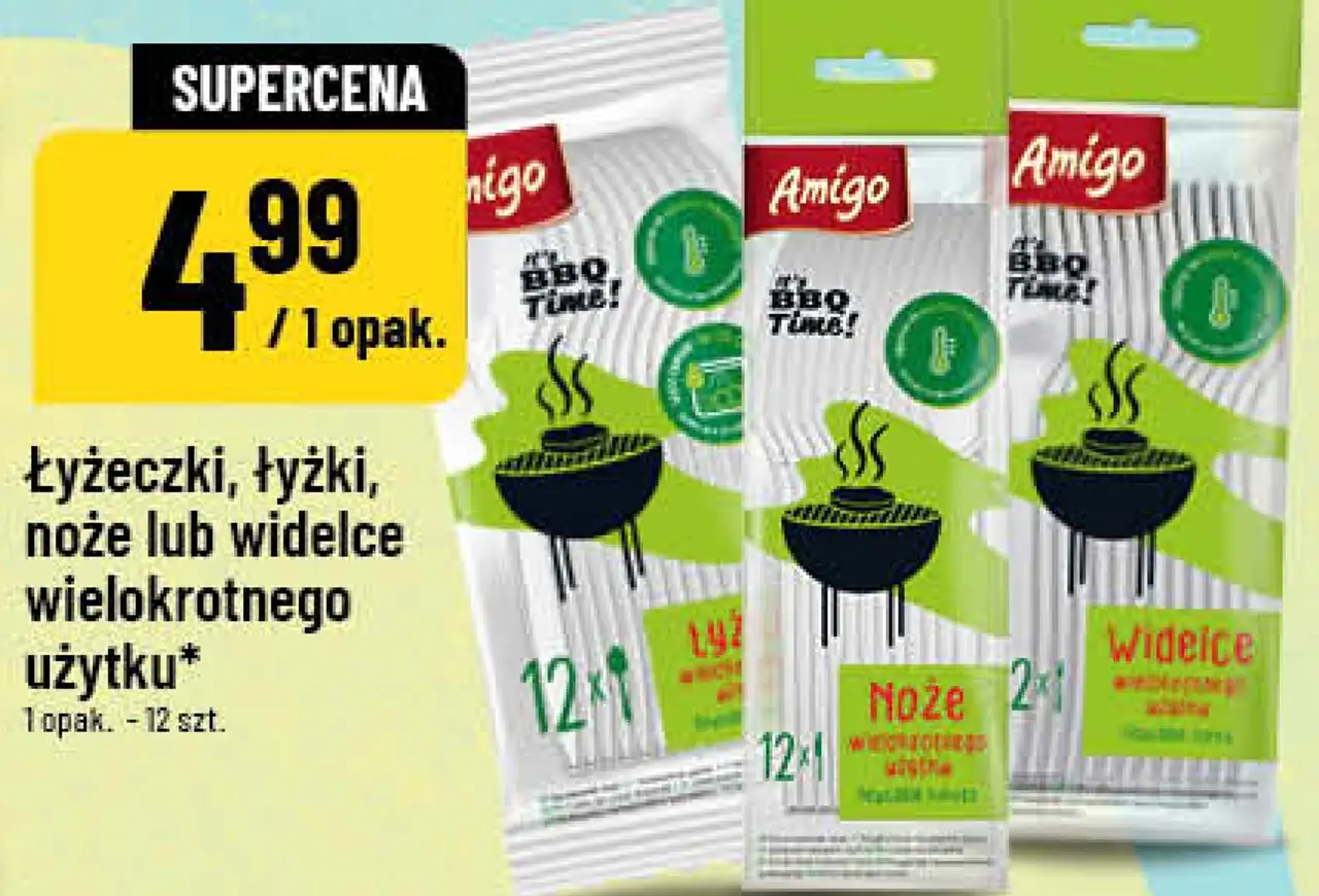 Łyżeczki, łyżki, noże lub widelce wielokrotnego użytku