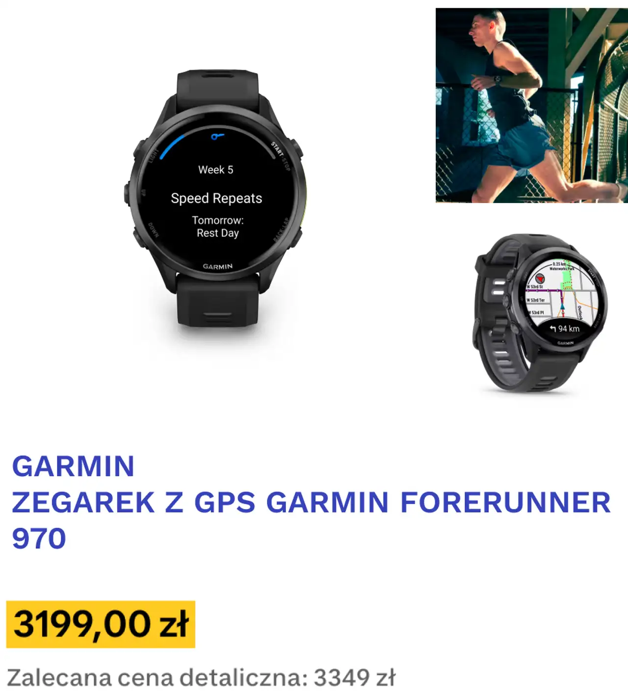 GARMIN ZEGAREK Z GPS GARMIN FORERUNNER 970