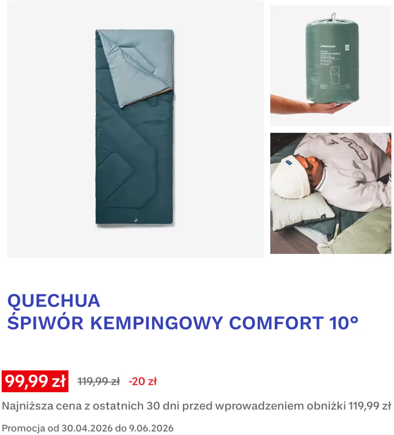QUECHUA ŚPIWÓR KEMPINGOWY COMFORT 10°