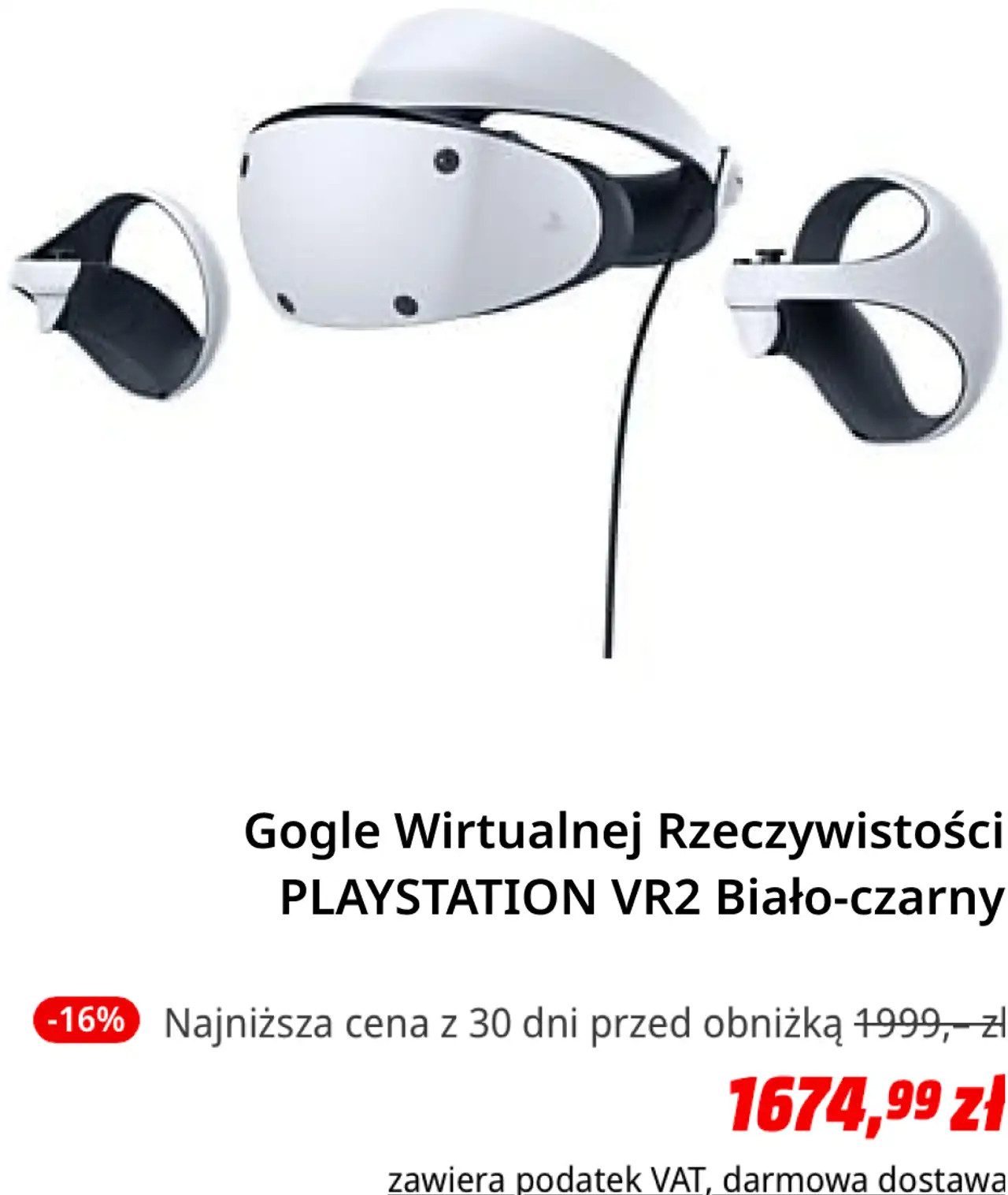 Gogle Wirtualnej Rzeczywistości PLAYSTATION VR2 Biało-czarny