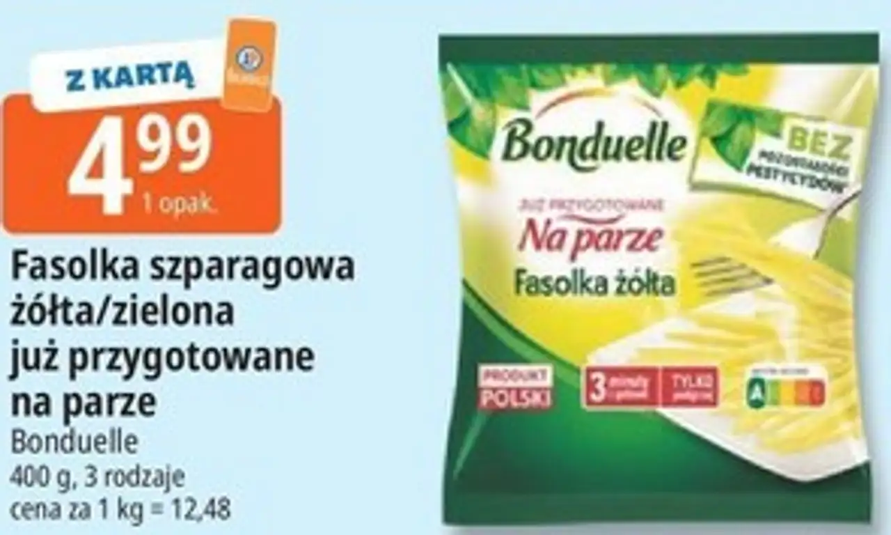Fasolka szparagowa żółta/zielona już przygotowane na parze Bonduelle