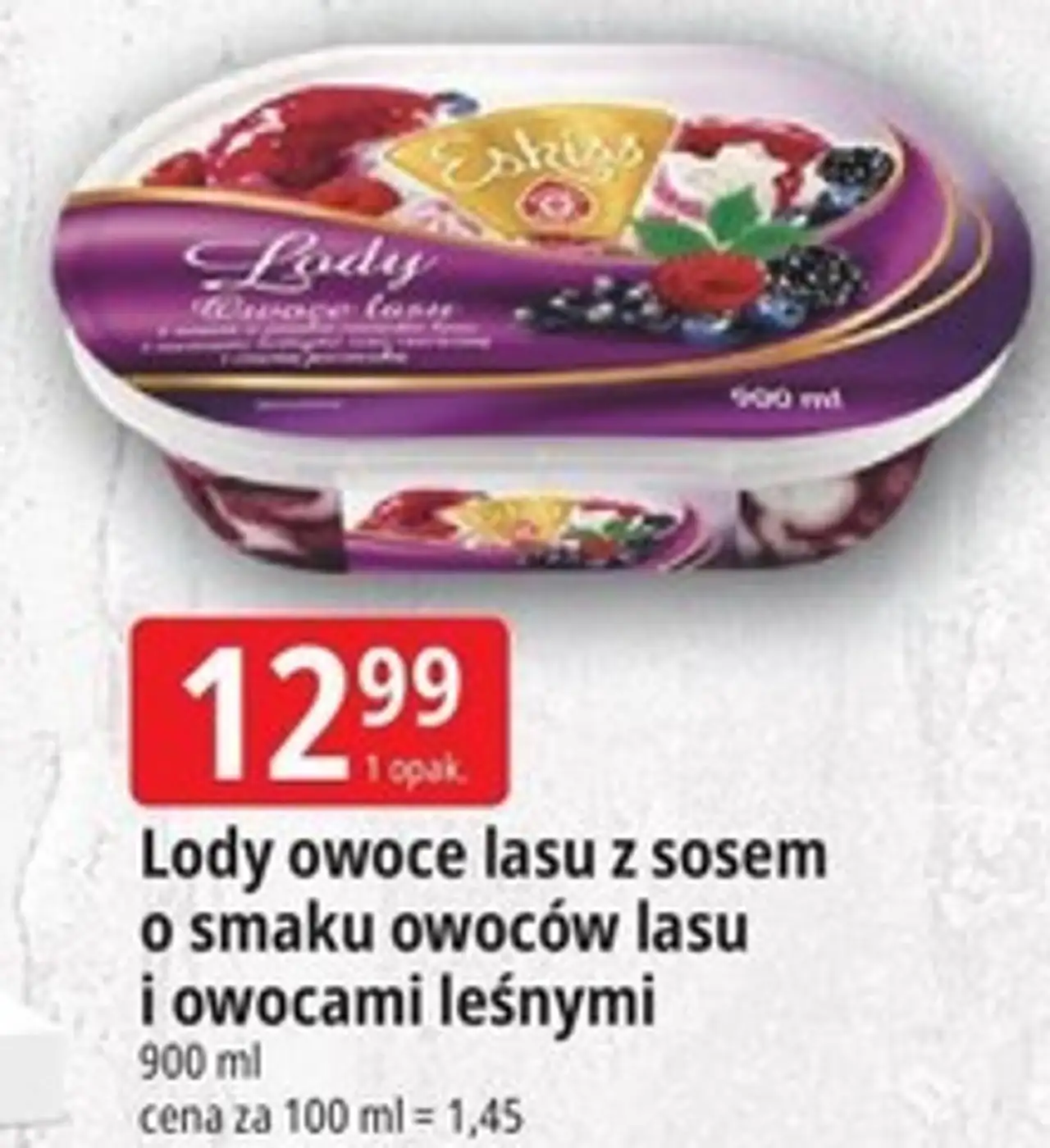 Lody owoce lasu z sosem o smaku owoców lasu i owocami leśnymi Eskiss