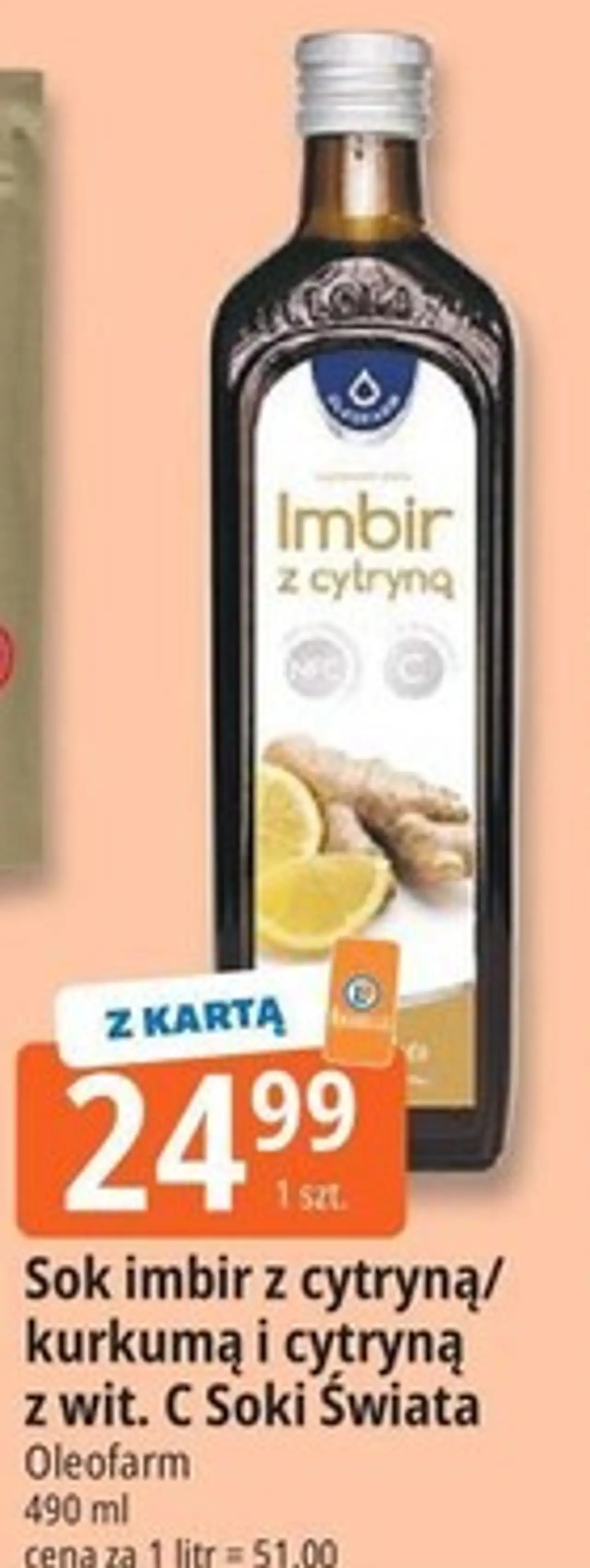 Oleofarm Soki Świata Sok imbir z cytryną/ kurkumą i cytryną z wit. C