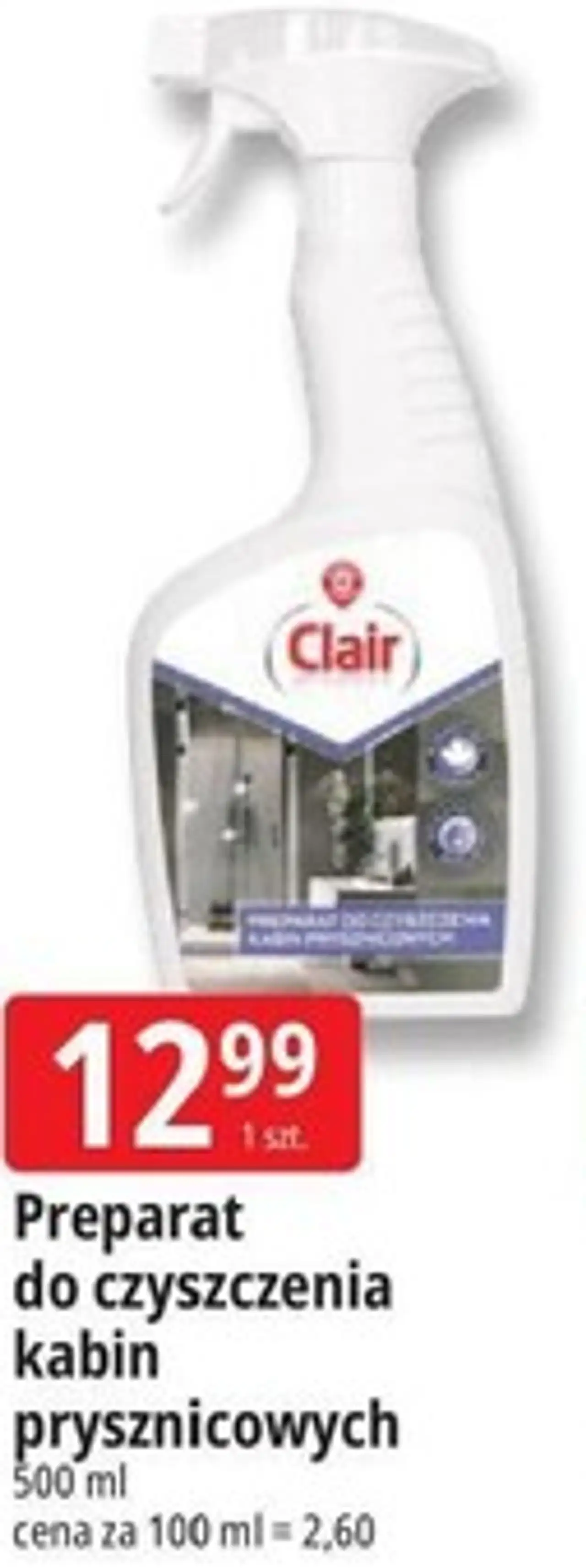 Preparat do czyszczenia kabin prysznicowych Clair
