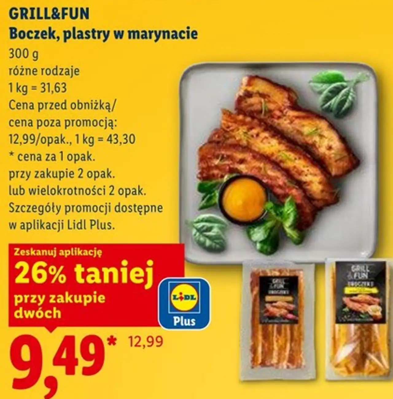 GRILL&FUN Boczek, plastry w marynacie