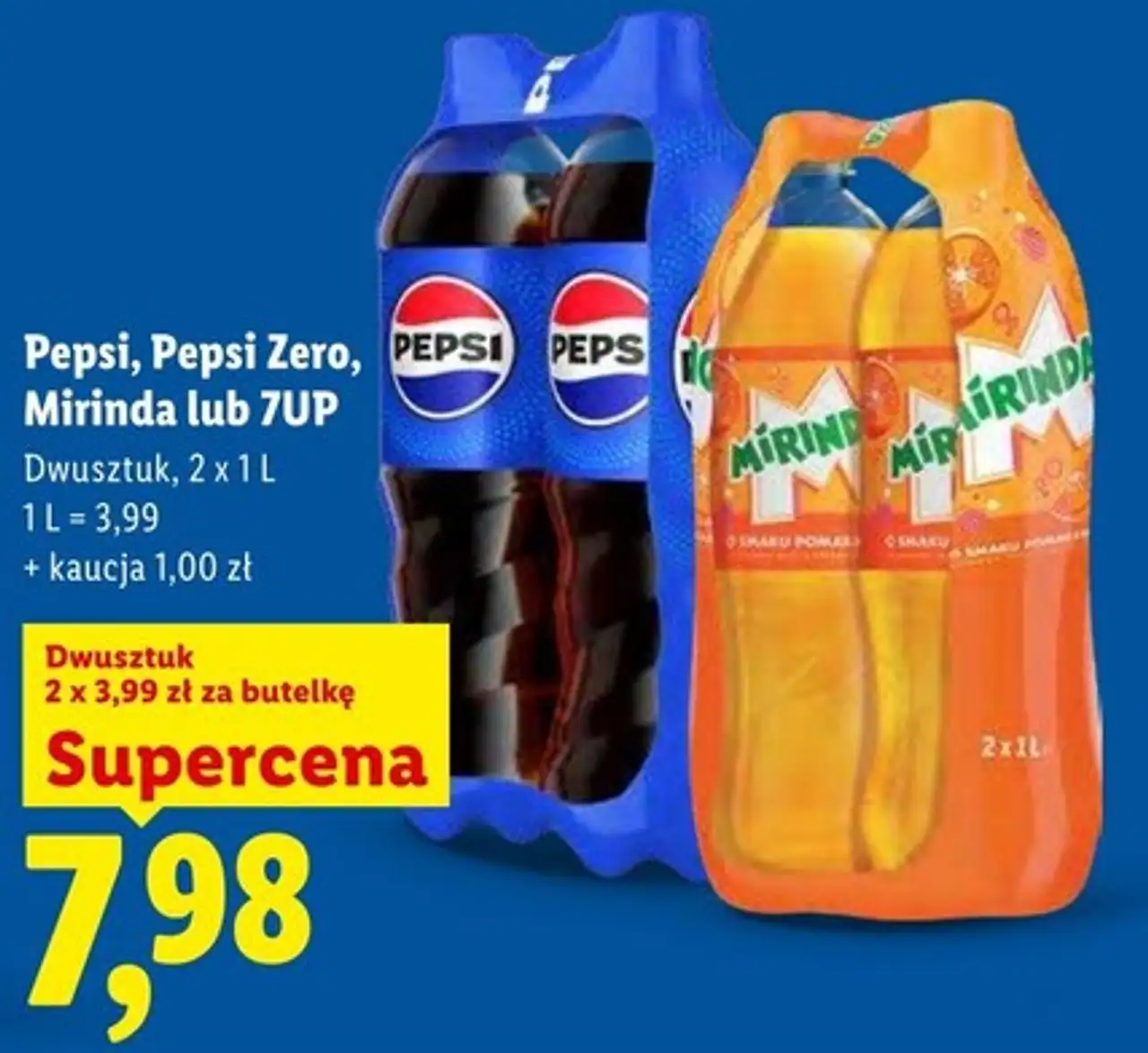 Pepsi, Pepsi Zero, Mirinda lub 7UP Dwusztuk, 2 x 1 L