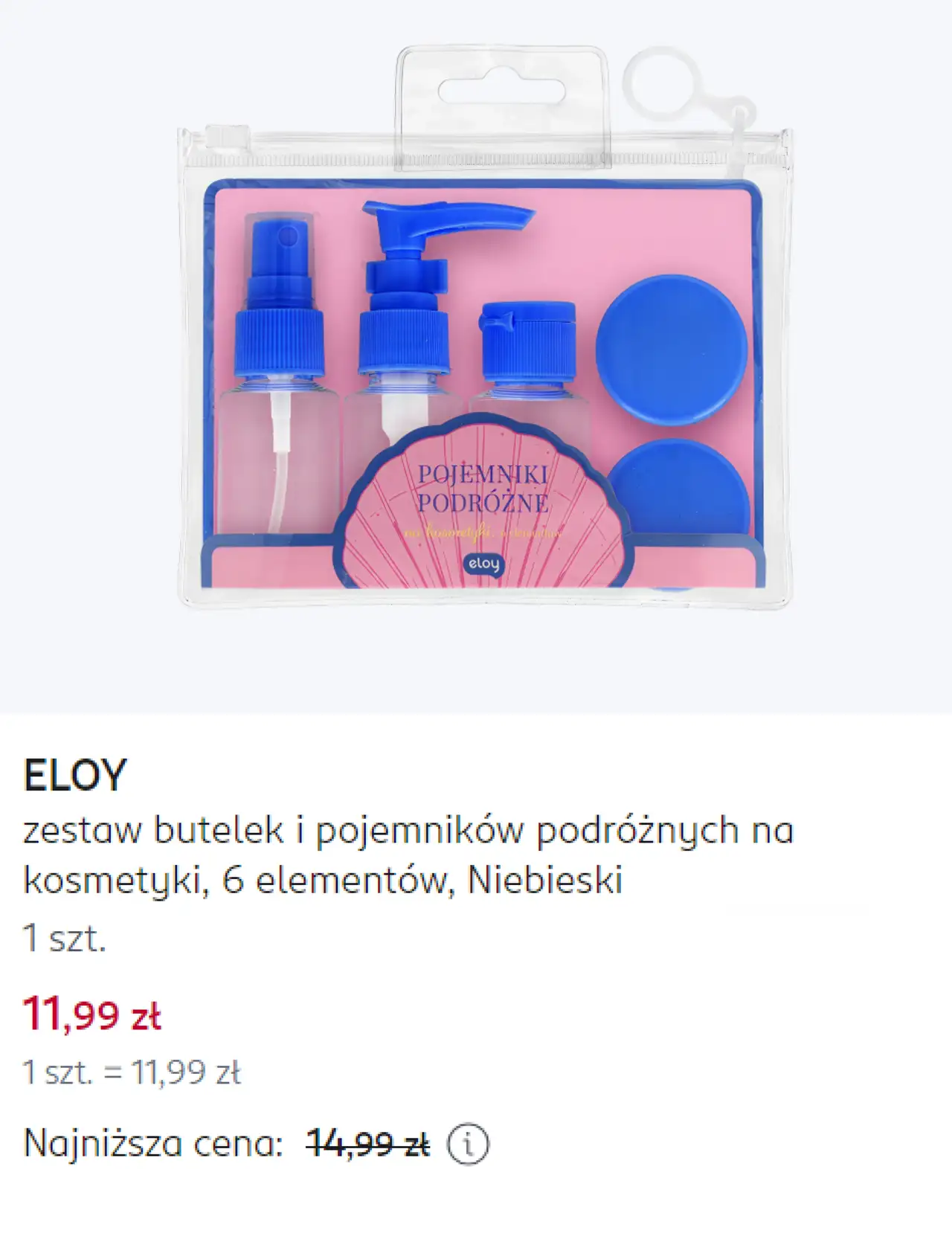 ELOY zestaw butelek i pojemników podróżnych na kosmetyki, 6 elementów, Niebieski