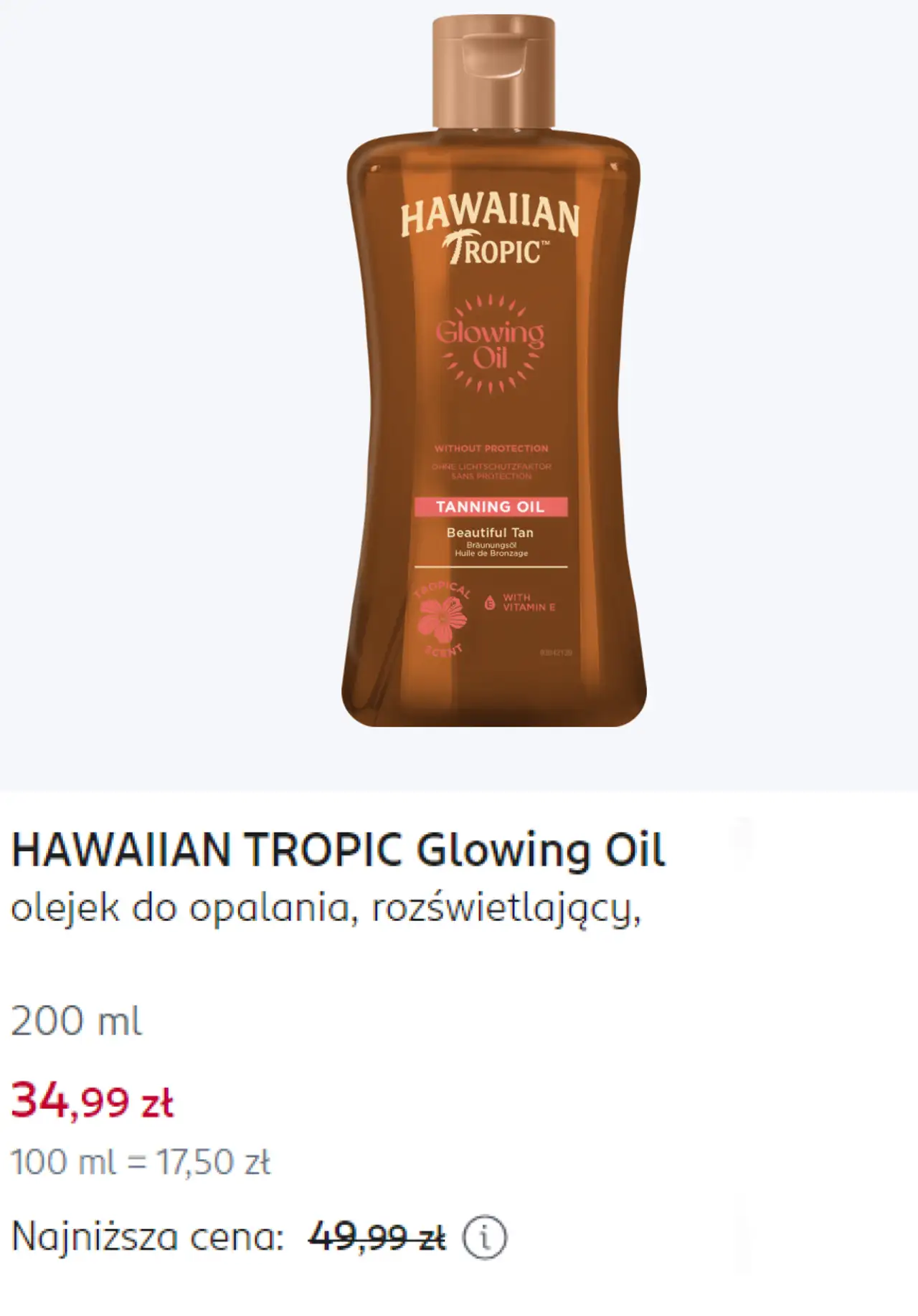 HAWAIIAN TROPIC Glowing Oil olejek do opalania, rozświetlający