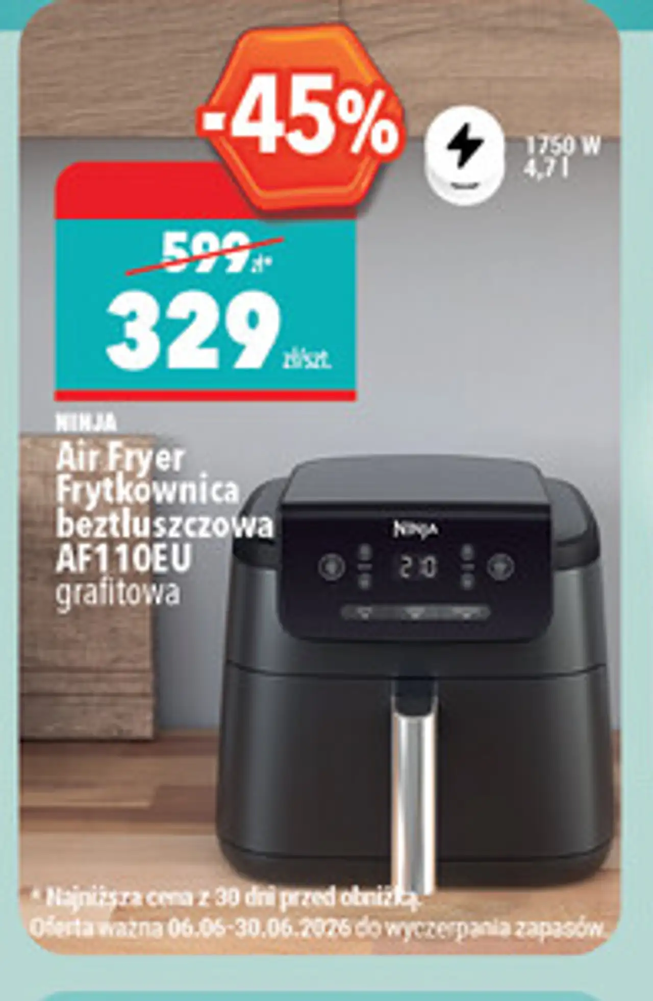 Ninja Air Fryer Frytkownica beztłuszczowa AF110EU grafitowa