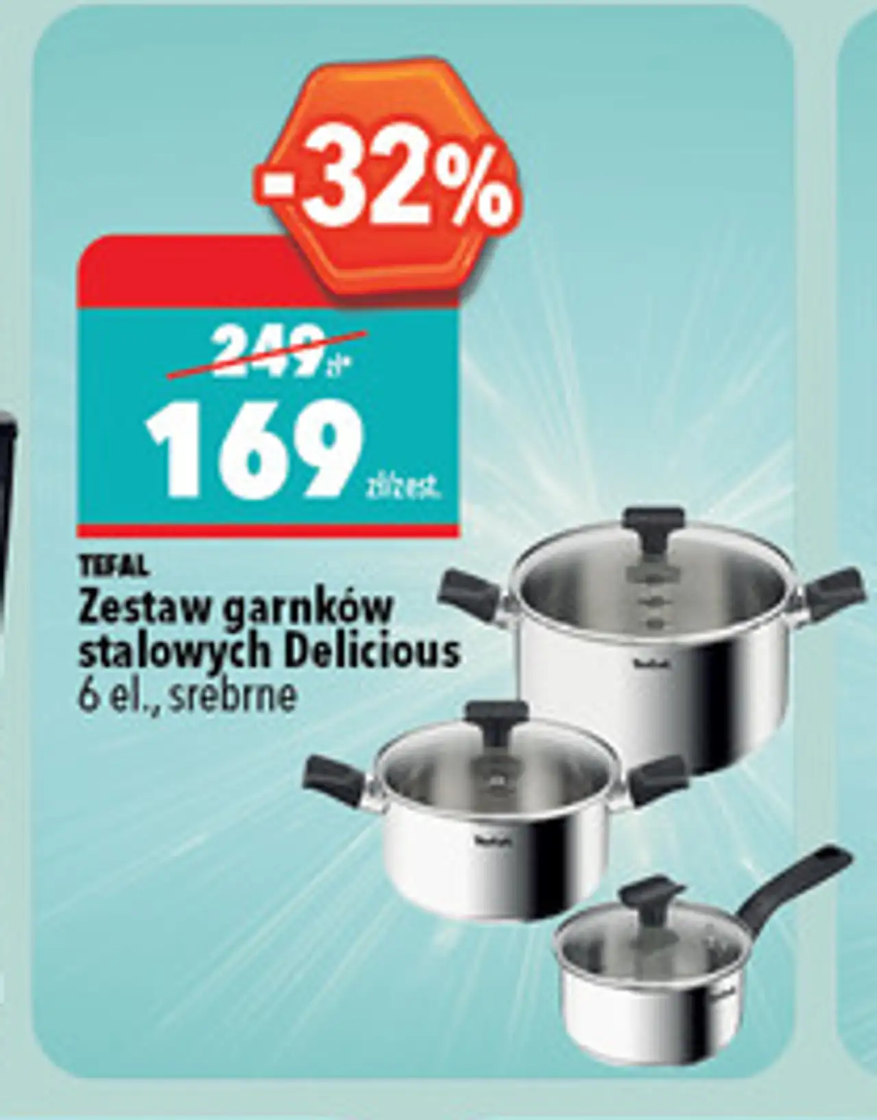 Tefal Zestaw garnków stalowych Delicious 6 el., srebrne