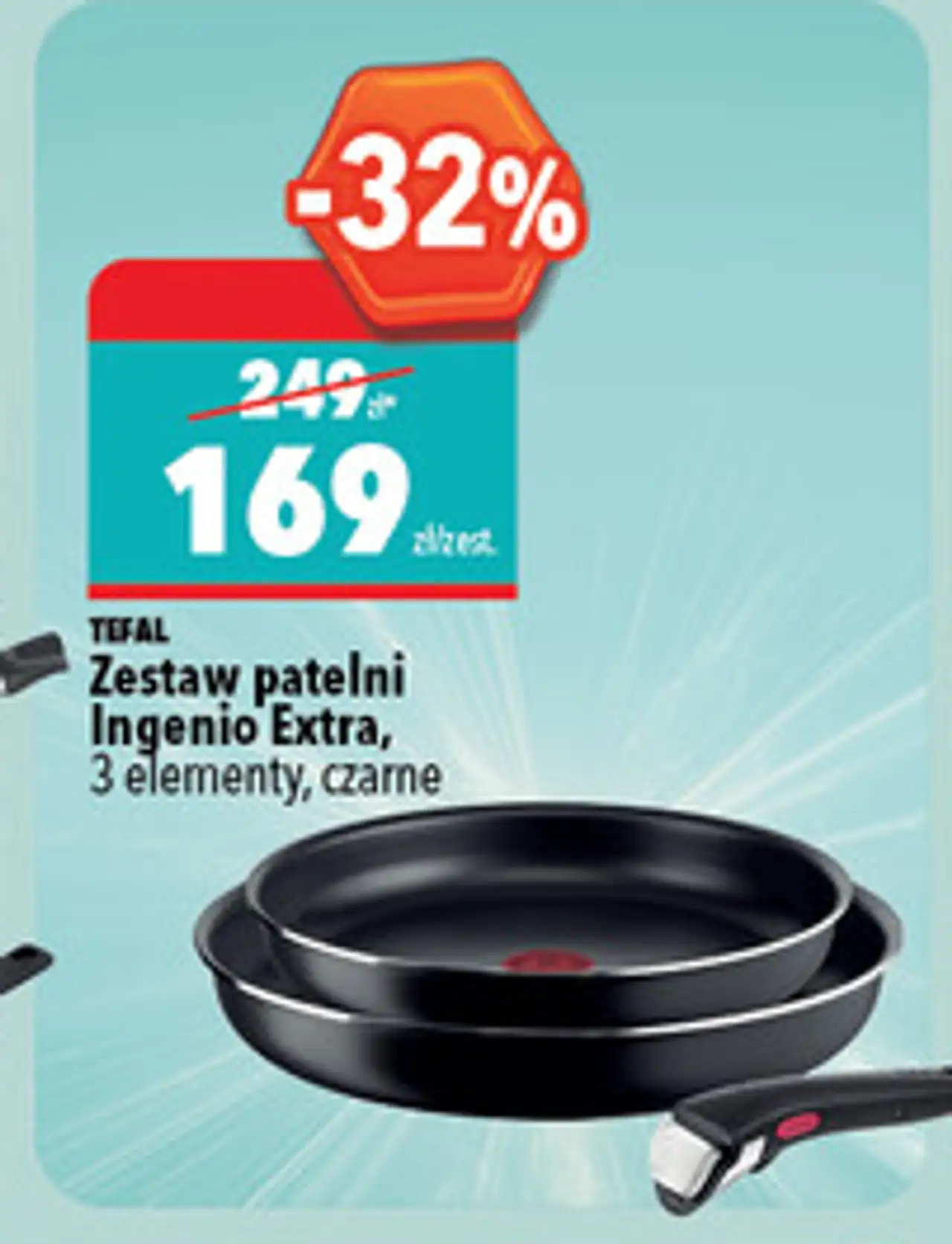 Tefal Zestaw patelni Ingenio Extra, 3 elementy, czarne