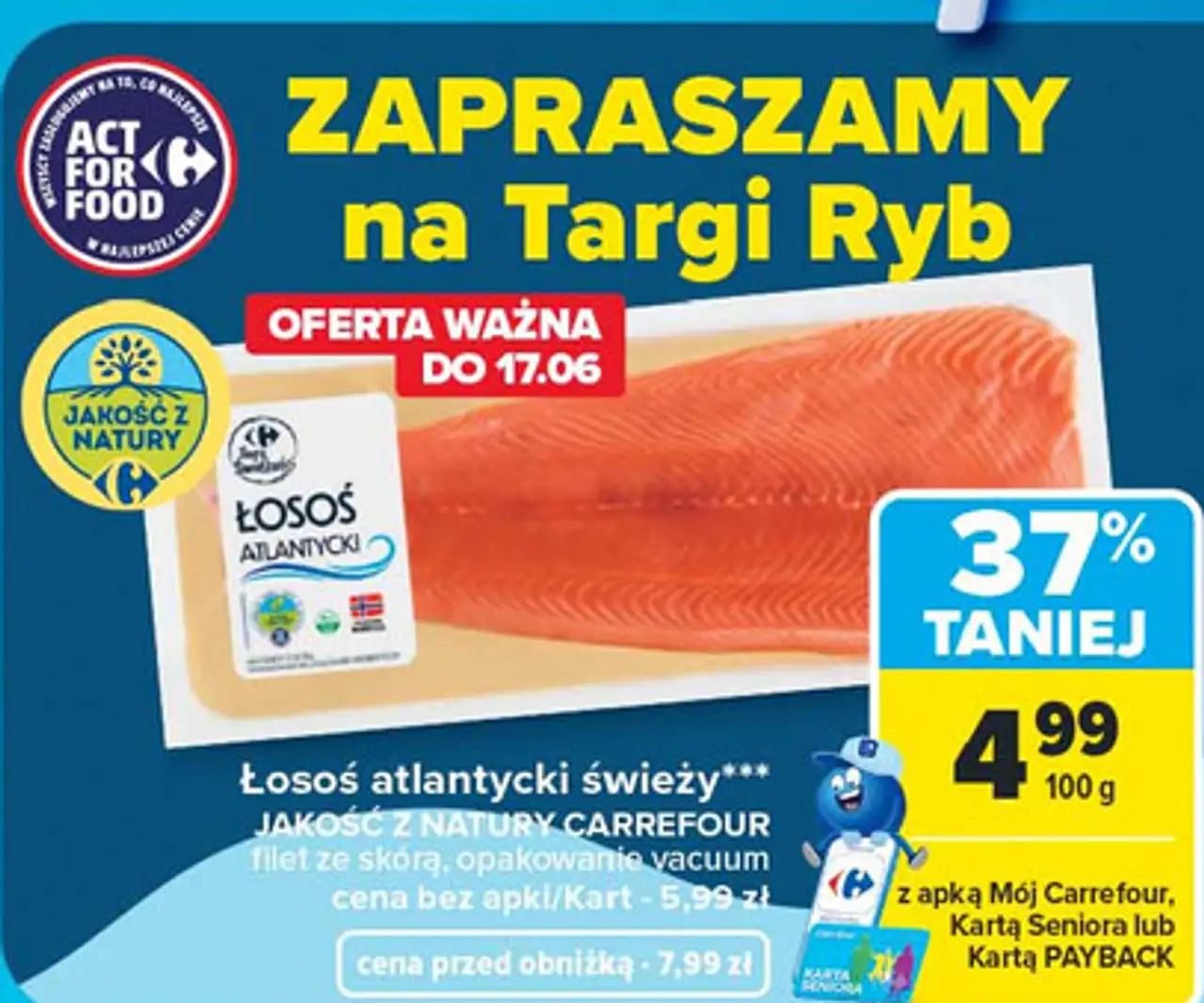 Łosoś atlantycki świeży JAKOŚĆ Z NATURY CARREFOUR