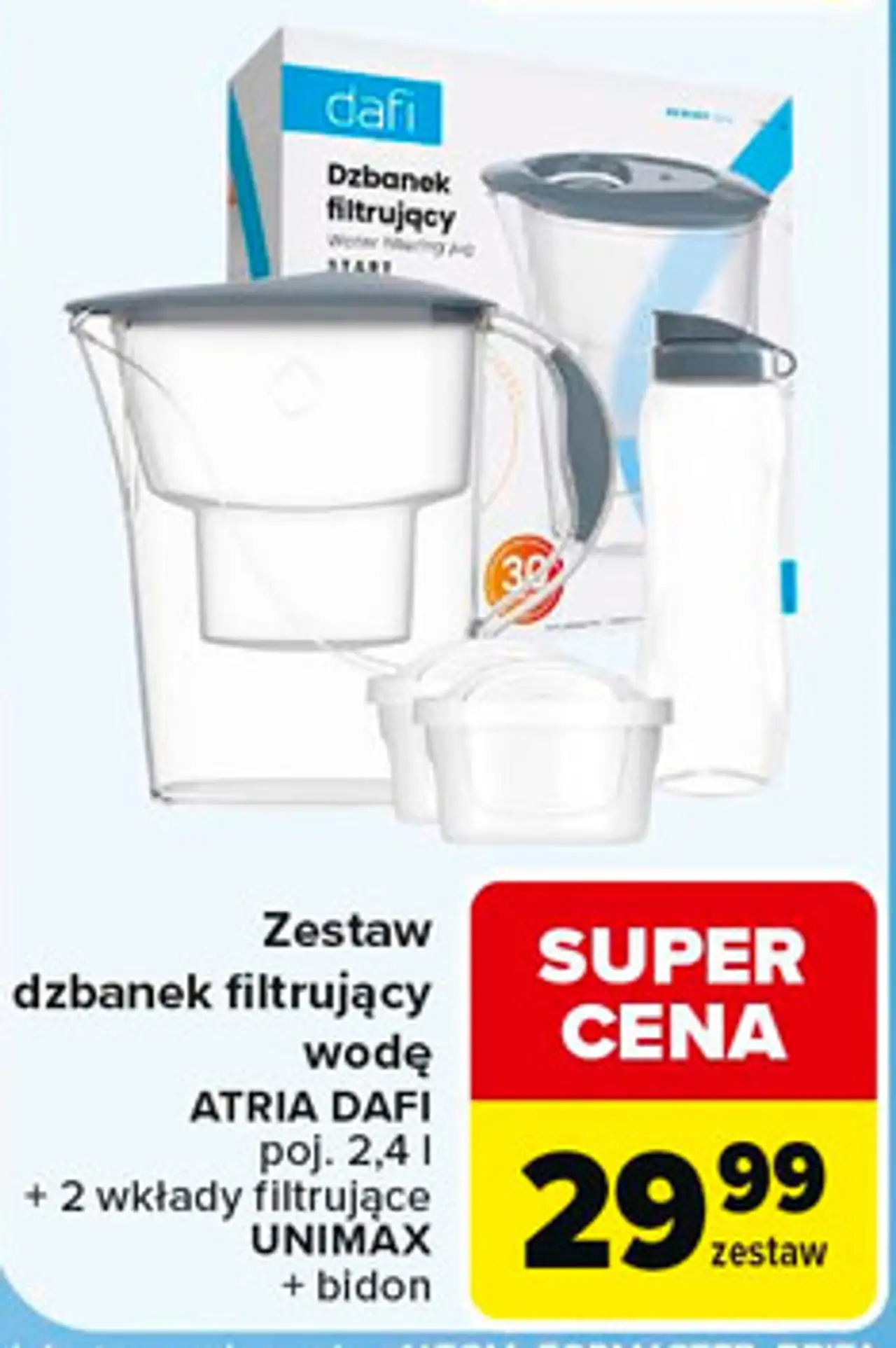 Zestaw dzbanek filtrujący wodę ATRIA DAFI