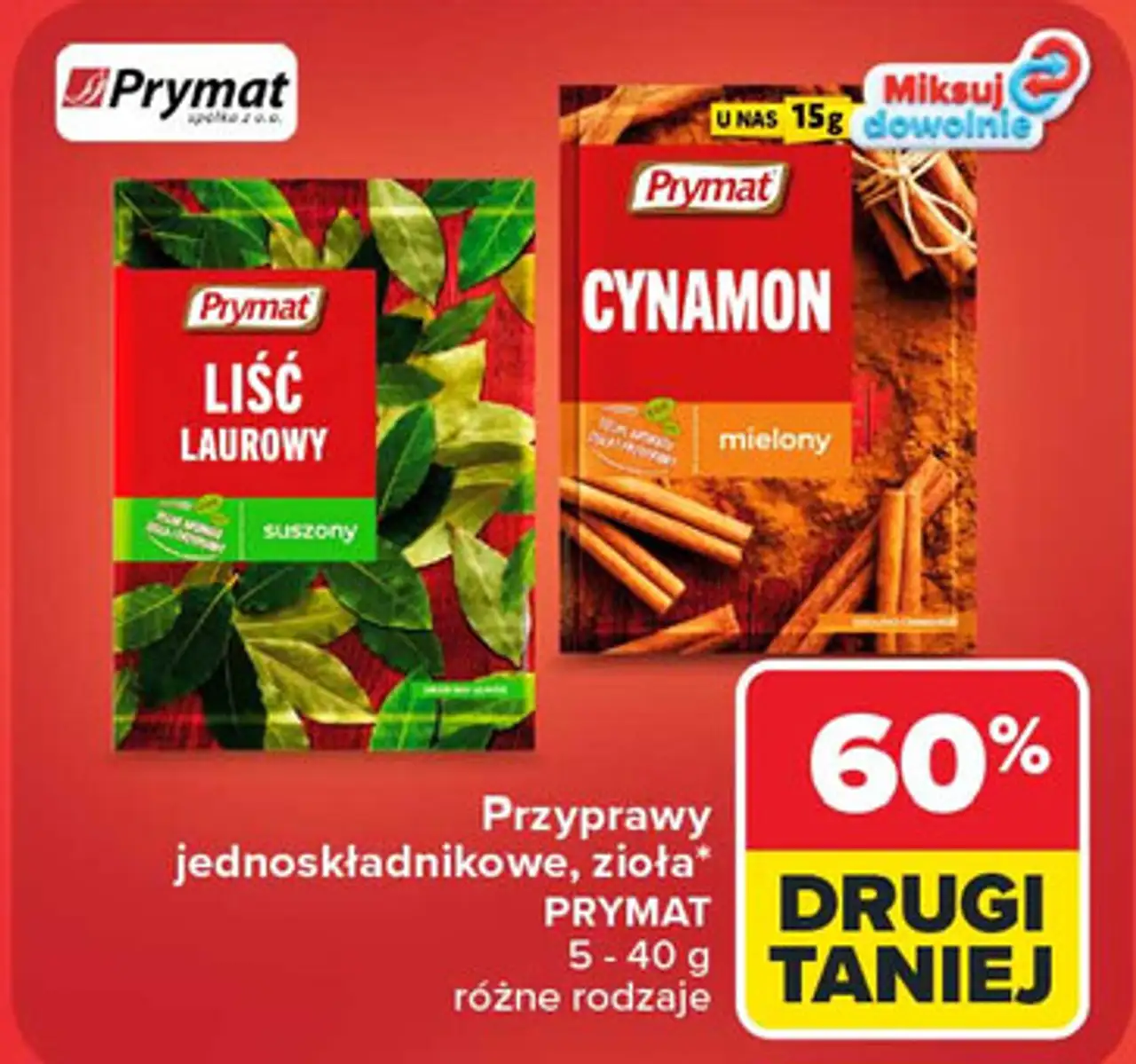 Przyprawy jednoskładnikowe, zioła PRYMAT