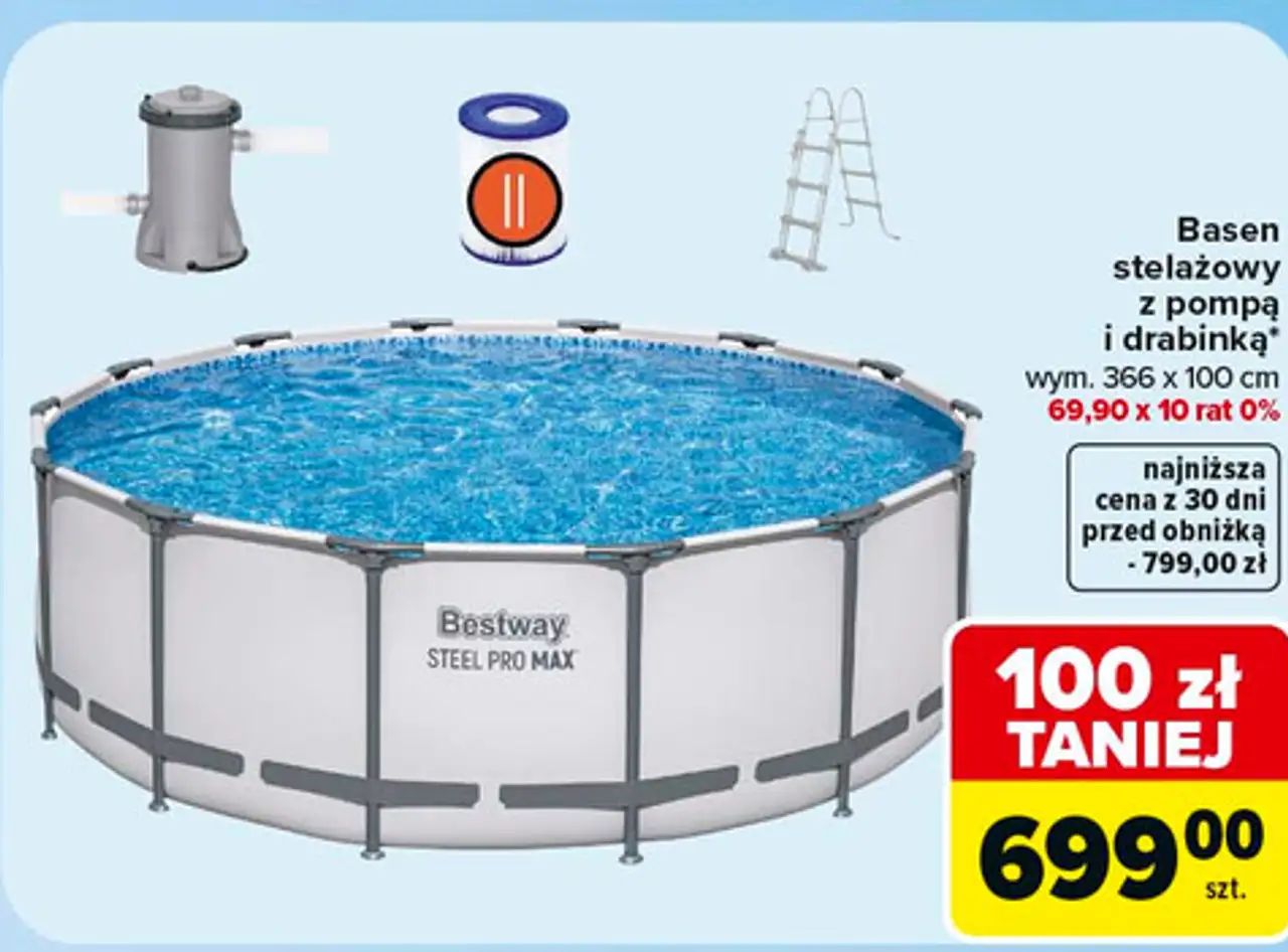 Basen stelażowy z pompą i drabinką Bestway Steel Pro Max
