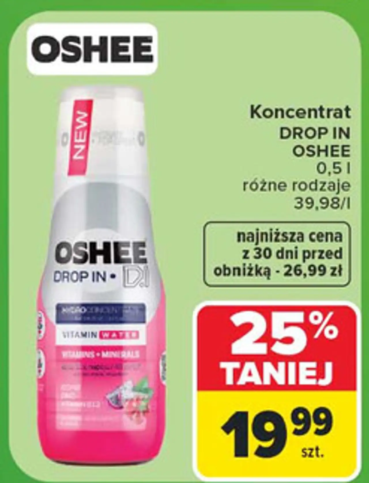 Koncentrat napoju vitamin water zero witaminy i minerały Oshee Drop In