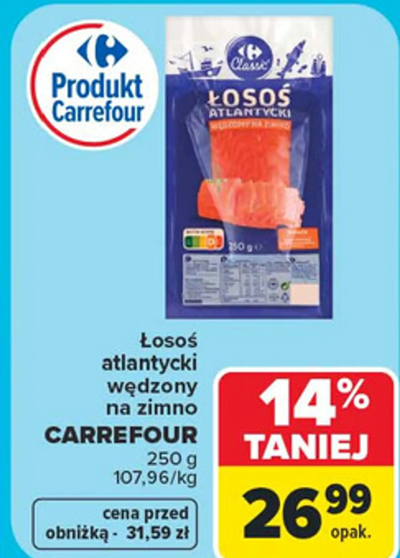 Łosoś atlantycki wędzony na zimno Carrefour