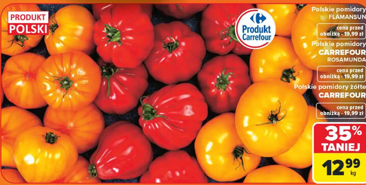 Polskie pomidory FLAMANSUN, CARREFOUR ROSAMUNDA, żółte