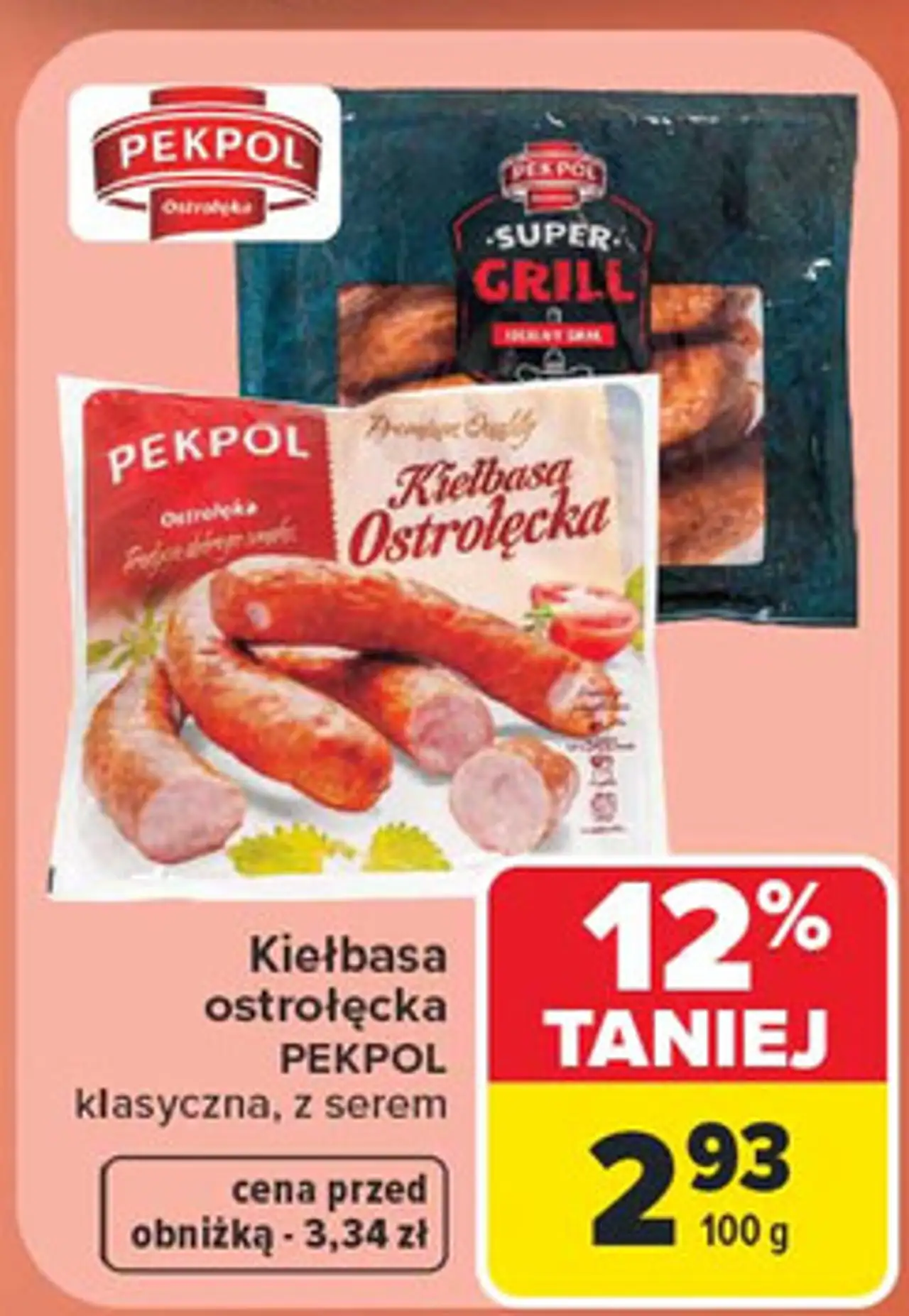 Kiełbasa ostrołęcka PEKPOL klasyczna, z serem