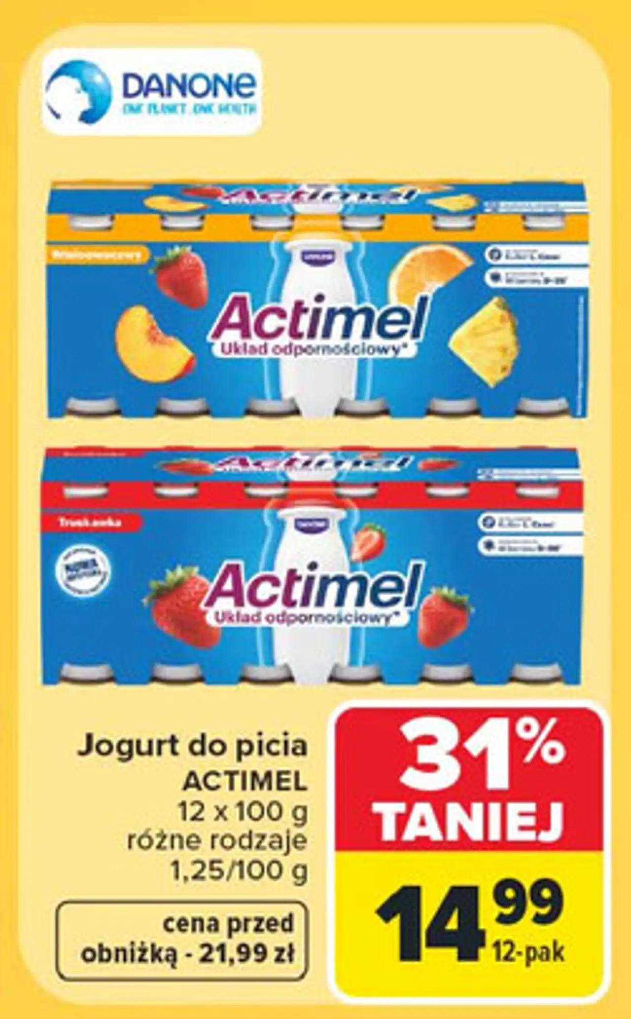 Jogurt truskawka Danone Actimel