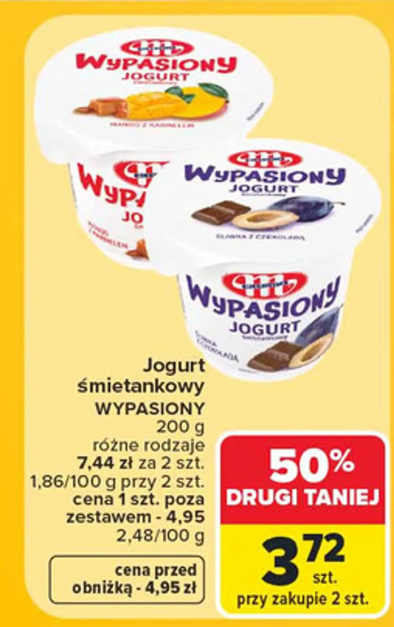 Jogurt śmietankowy mango z karmelem Mlekovita Wypasiony