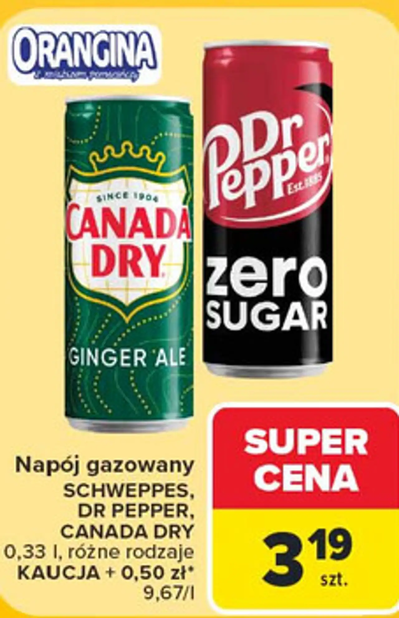Napój gazowany Schweppes, Dr Pepper, Canada Dry