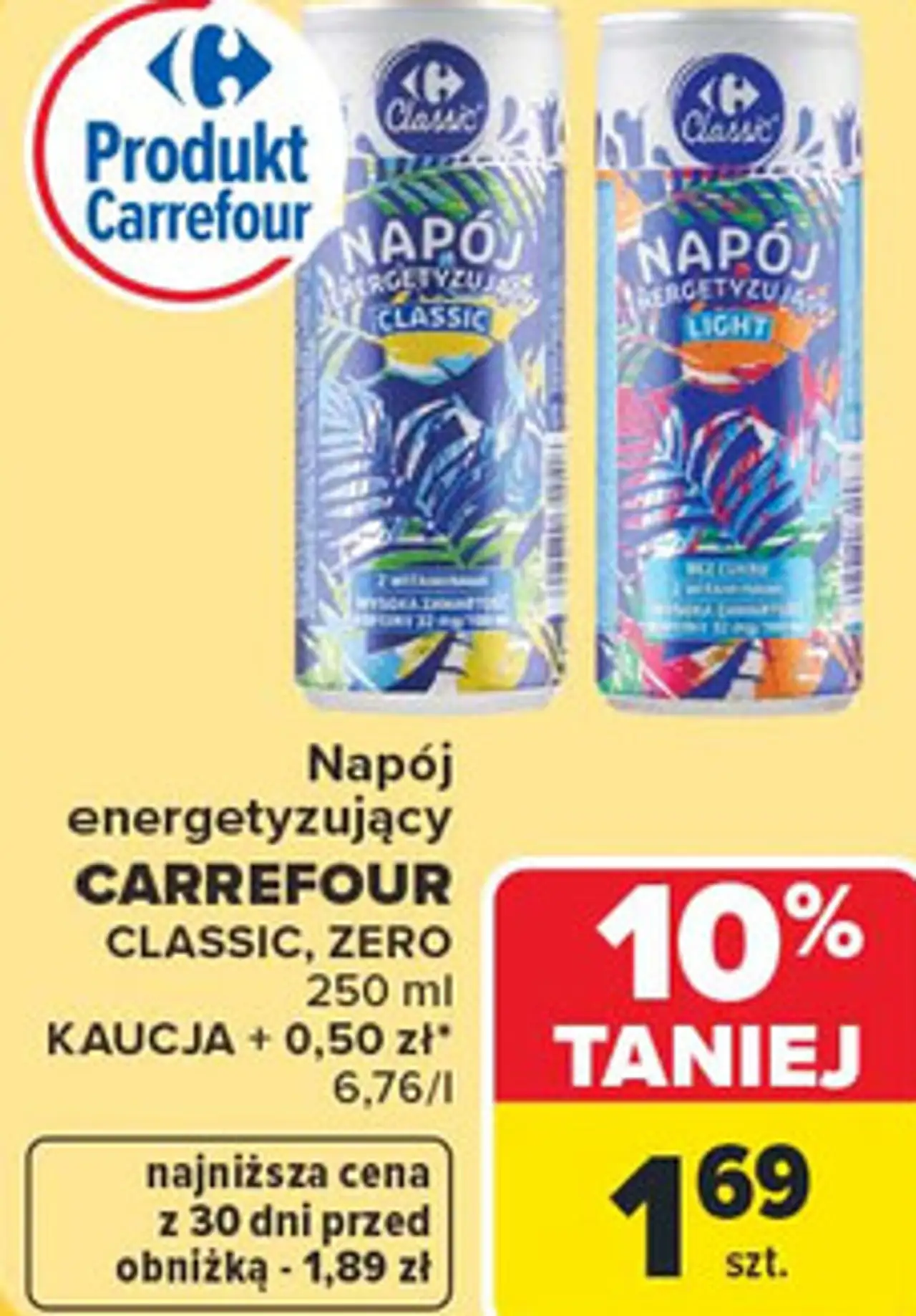Napój energetyzujący CARREFOUR CLASSIC, ZERO