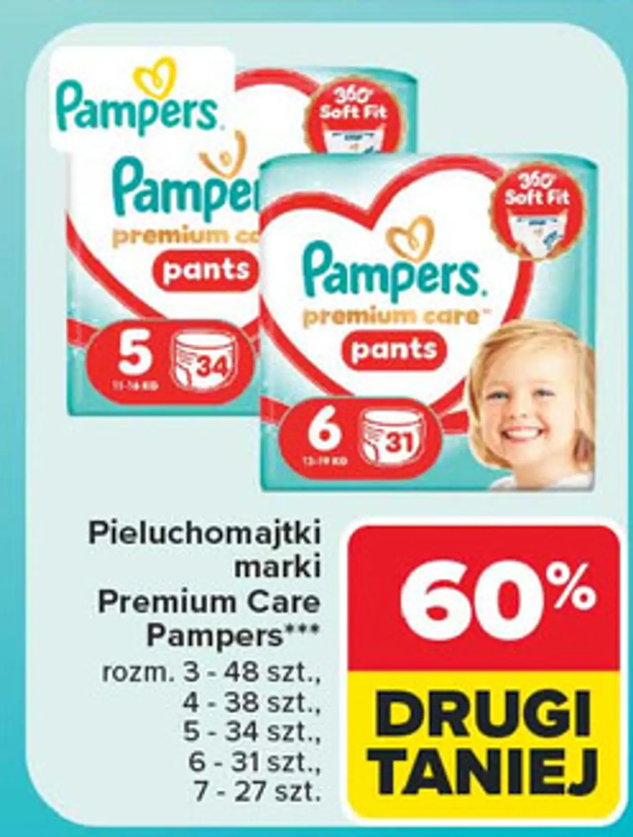 Pieluchy pieluchomajtki 6 Pampers Premium Care Pants
