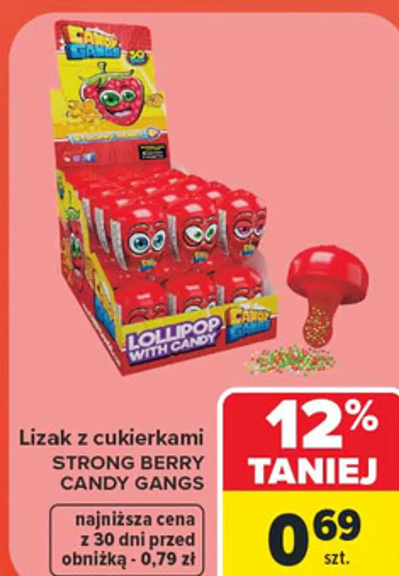 Lizak z cukierkami STRONG BERRY CANDY GANGS