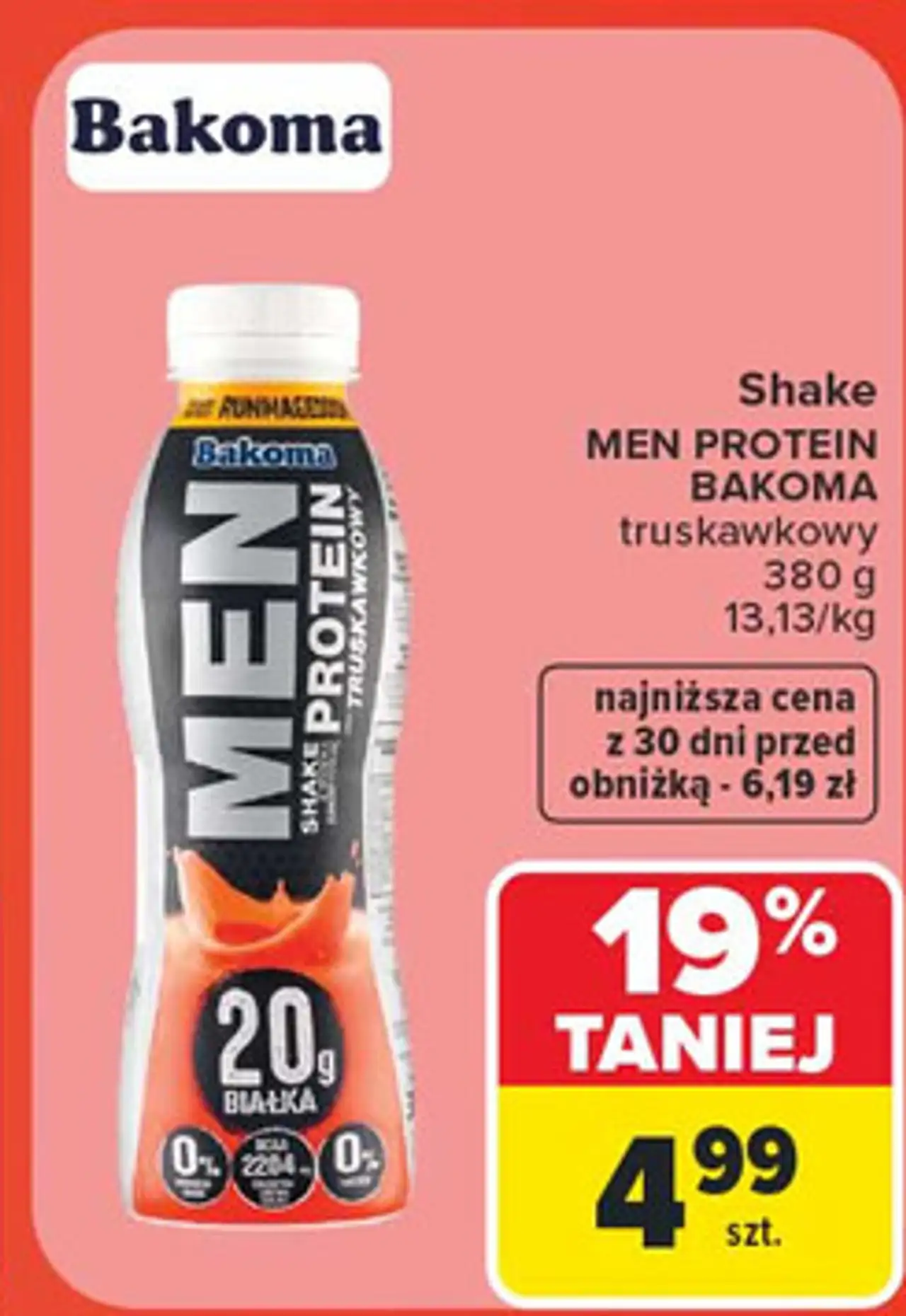 Shake truskawkowy Bakoma Men Protein
