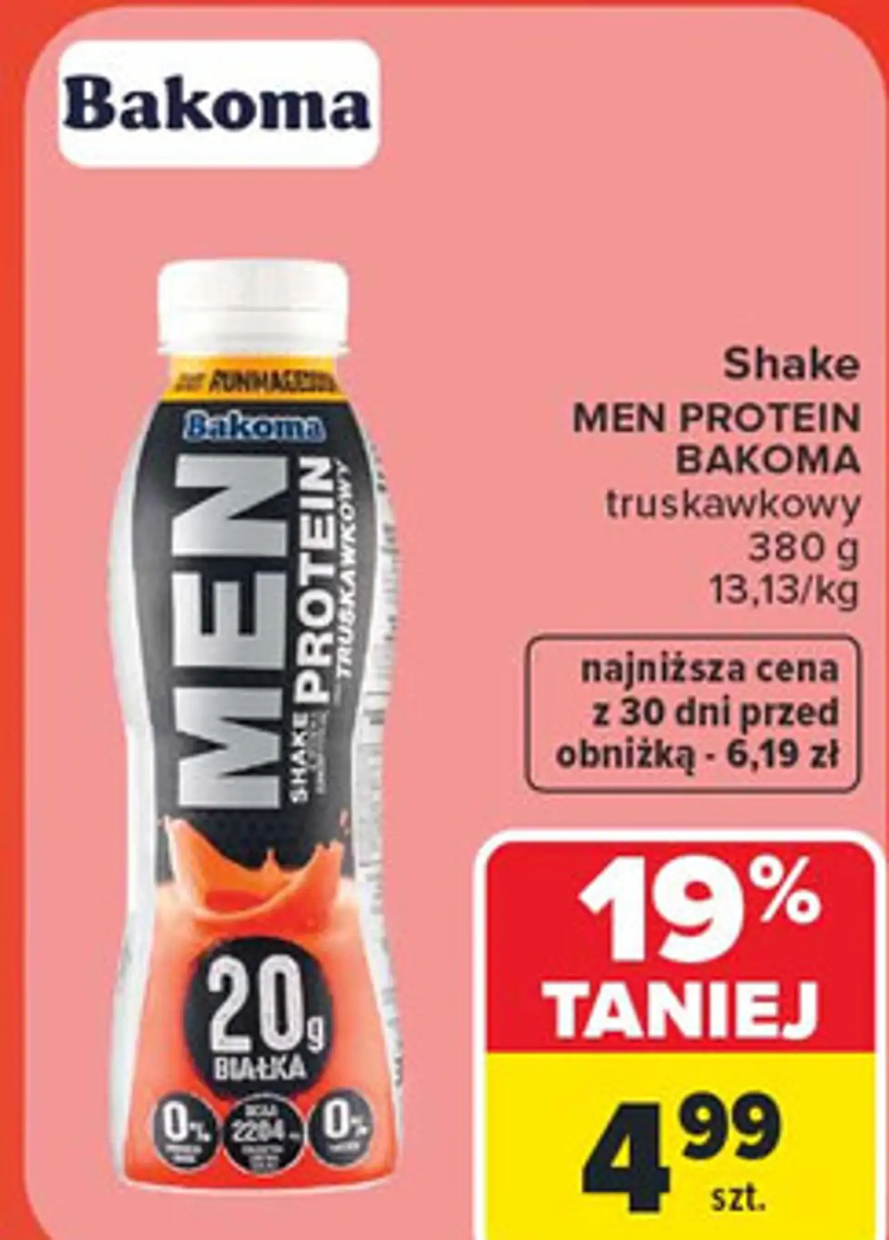 Shake MEN PROTEIN BAKOMA truskawkowy