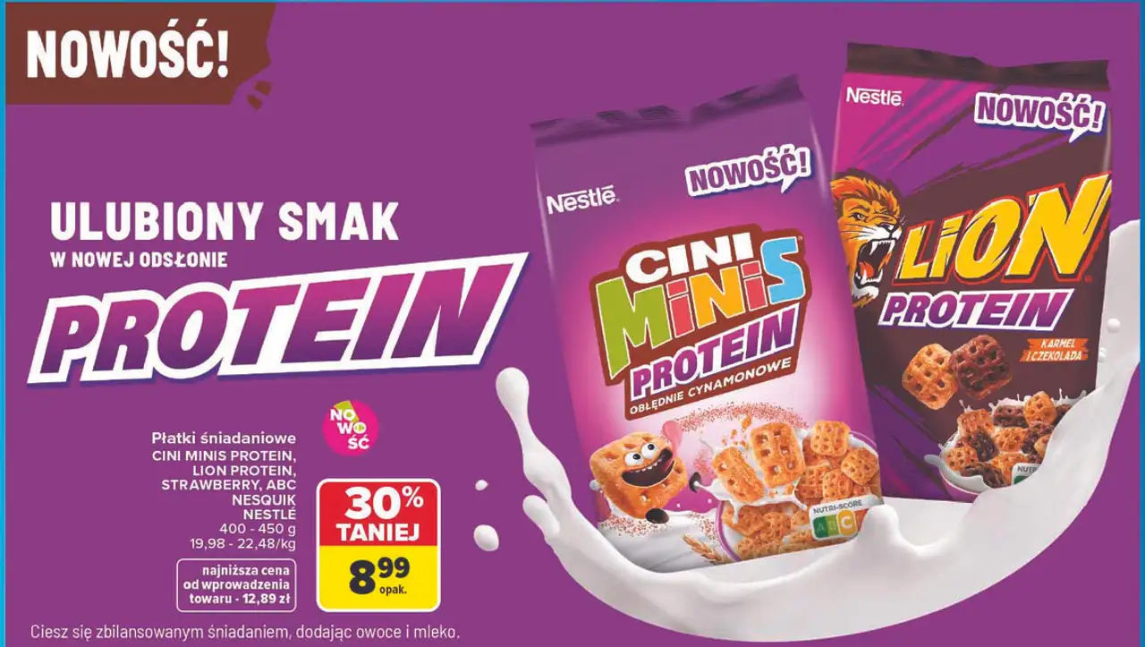 Płatki śniadaniowe Nestlé Cini Minis Protein / Lion Protein