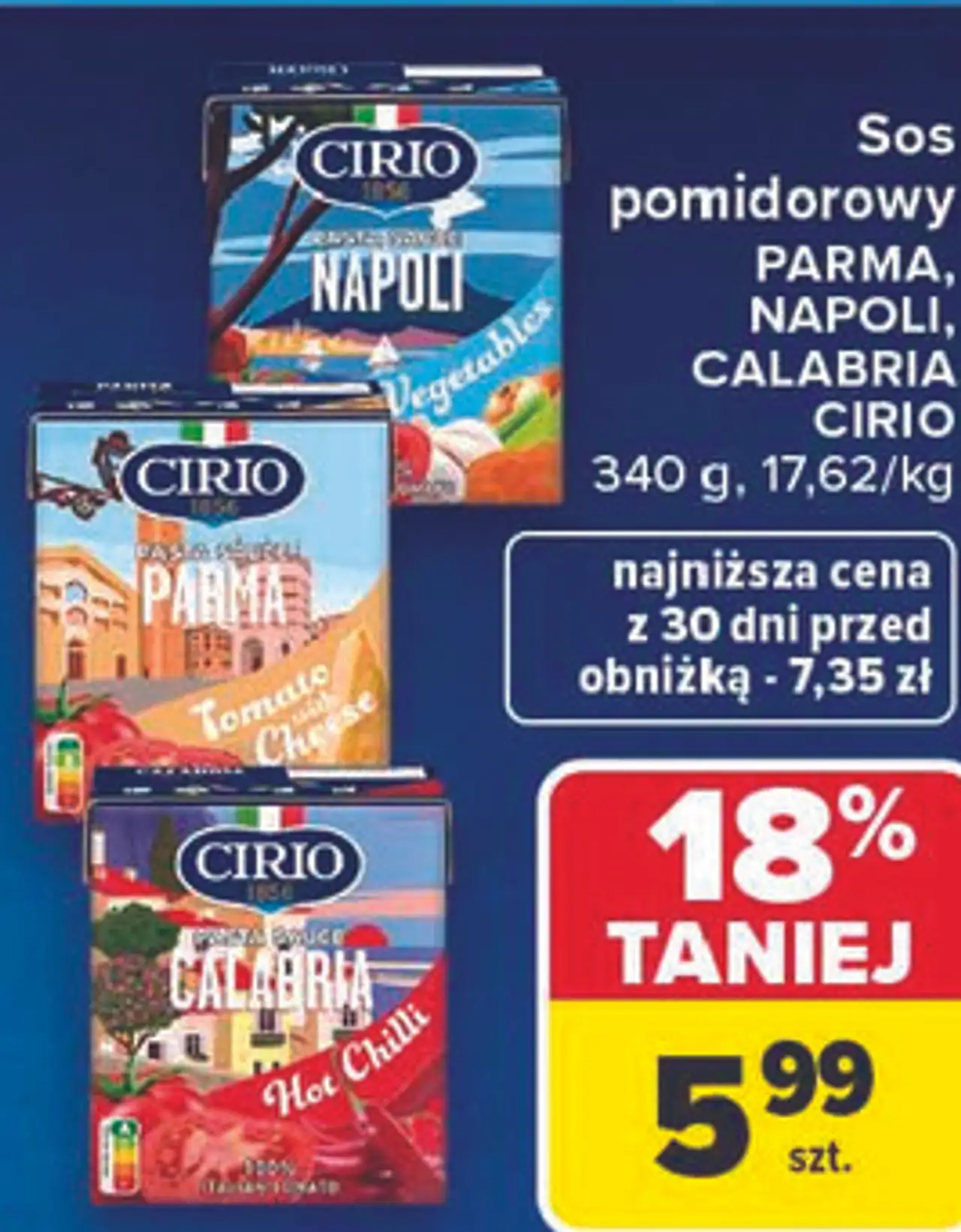 Cirio Sos pomidorowy Parma, Napoli, Calabria