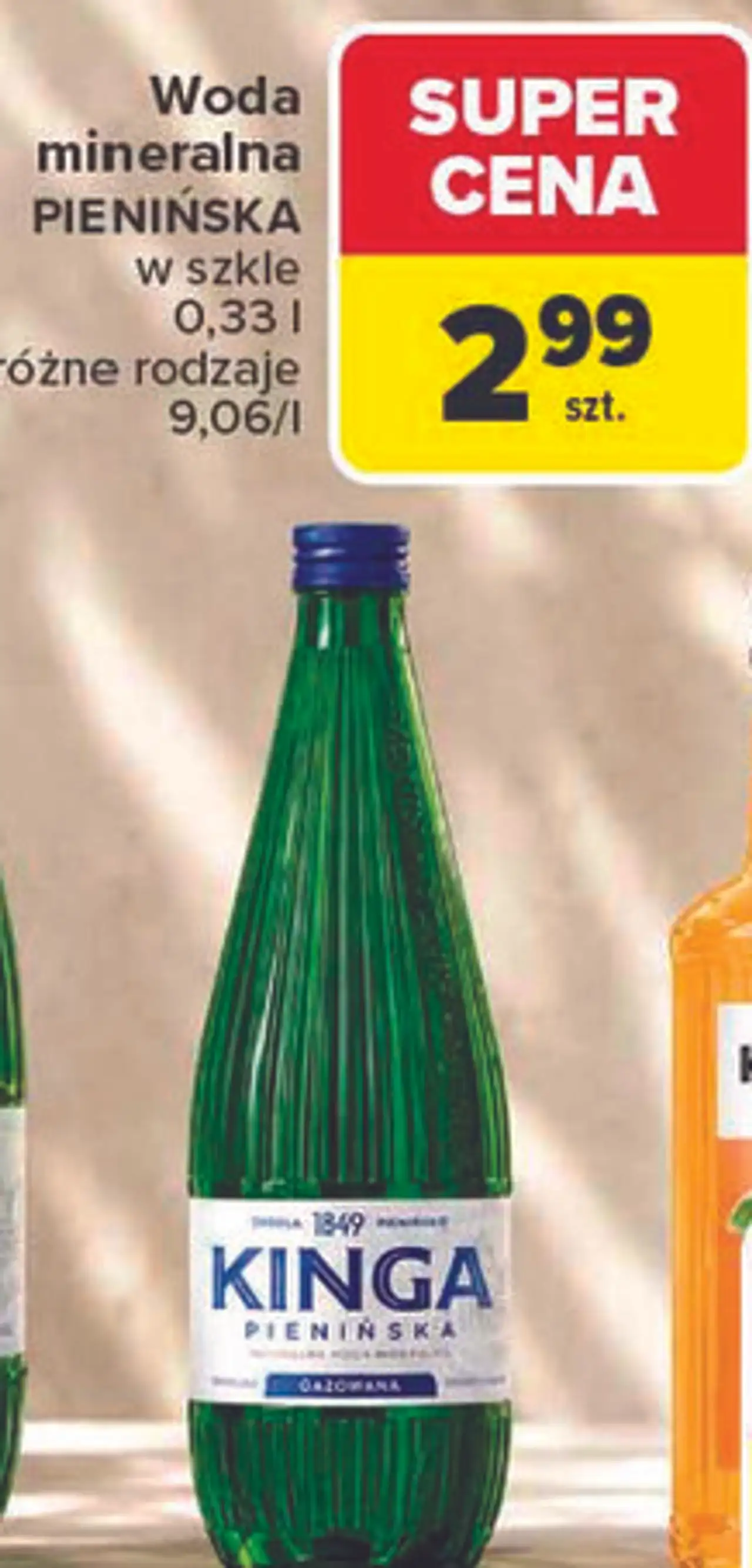 Woda mineralna Kinga Pienińska w szkle 0,33 l