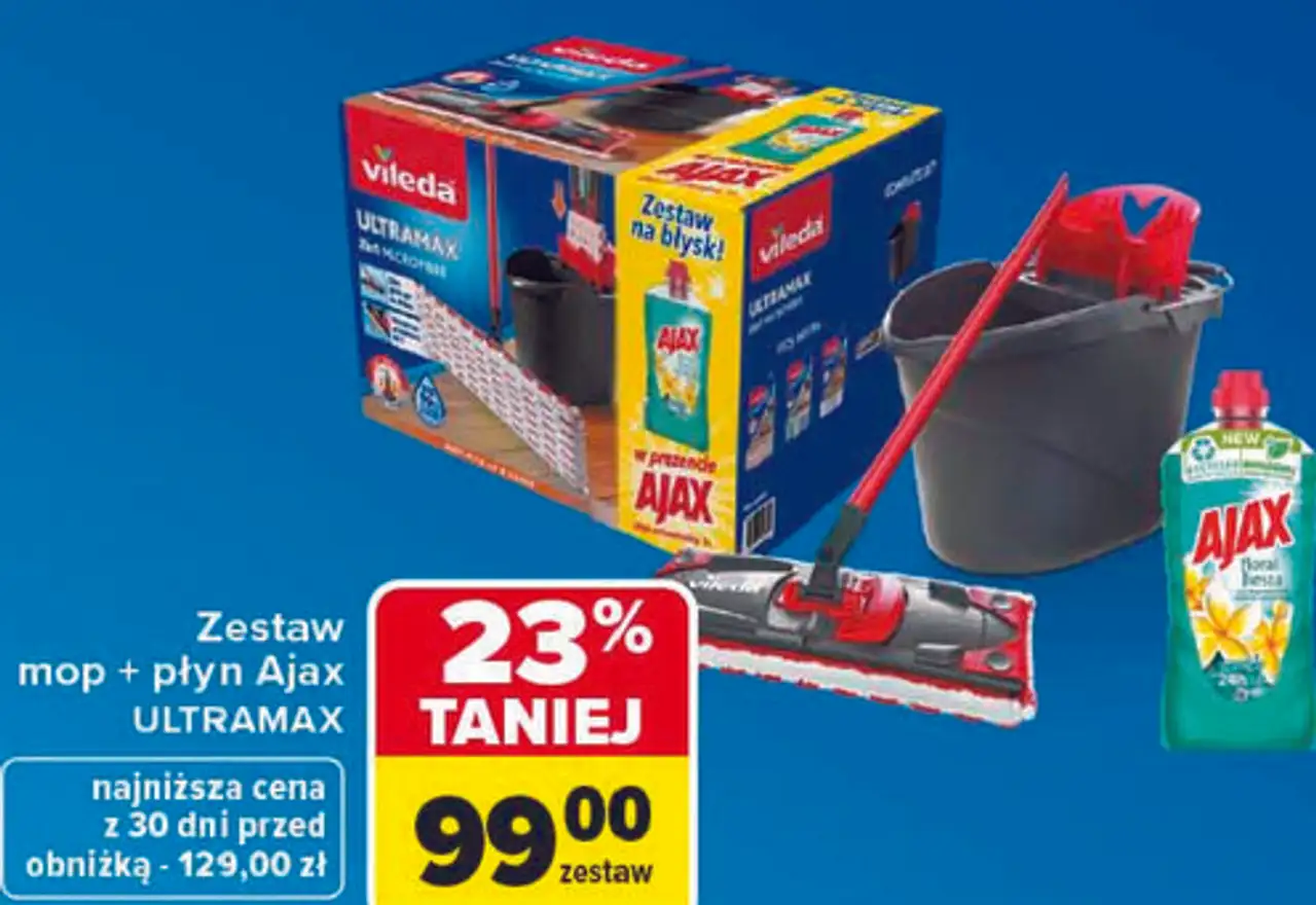 Vileda Zestaw mop + płyn Ajax ULTRAMAX