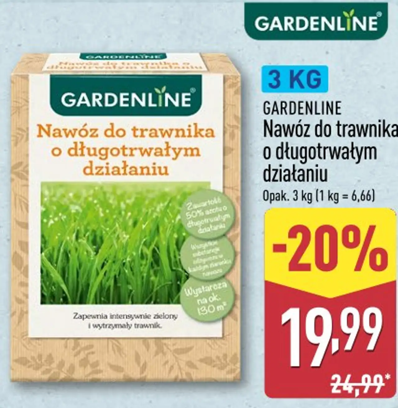 GARDENLINE Nawóz do trawnika o długotrwałym działaniu