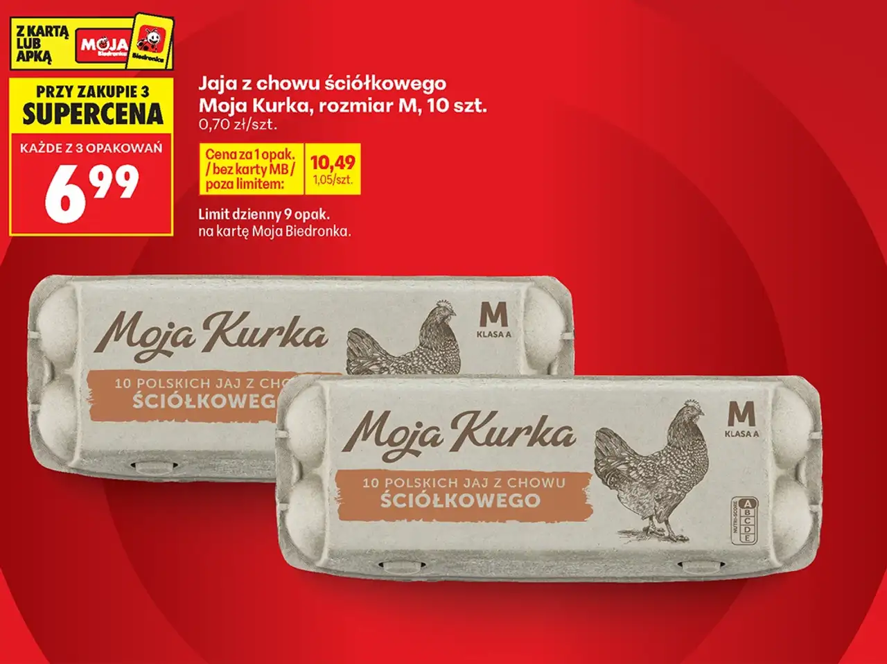 Jaja z chowu ściółkowego Moja Kurka, rozmiar M, 10 szt.