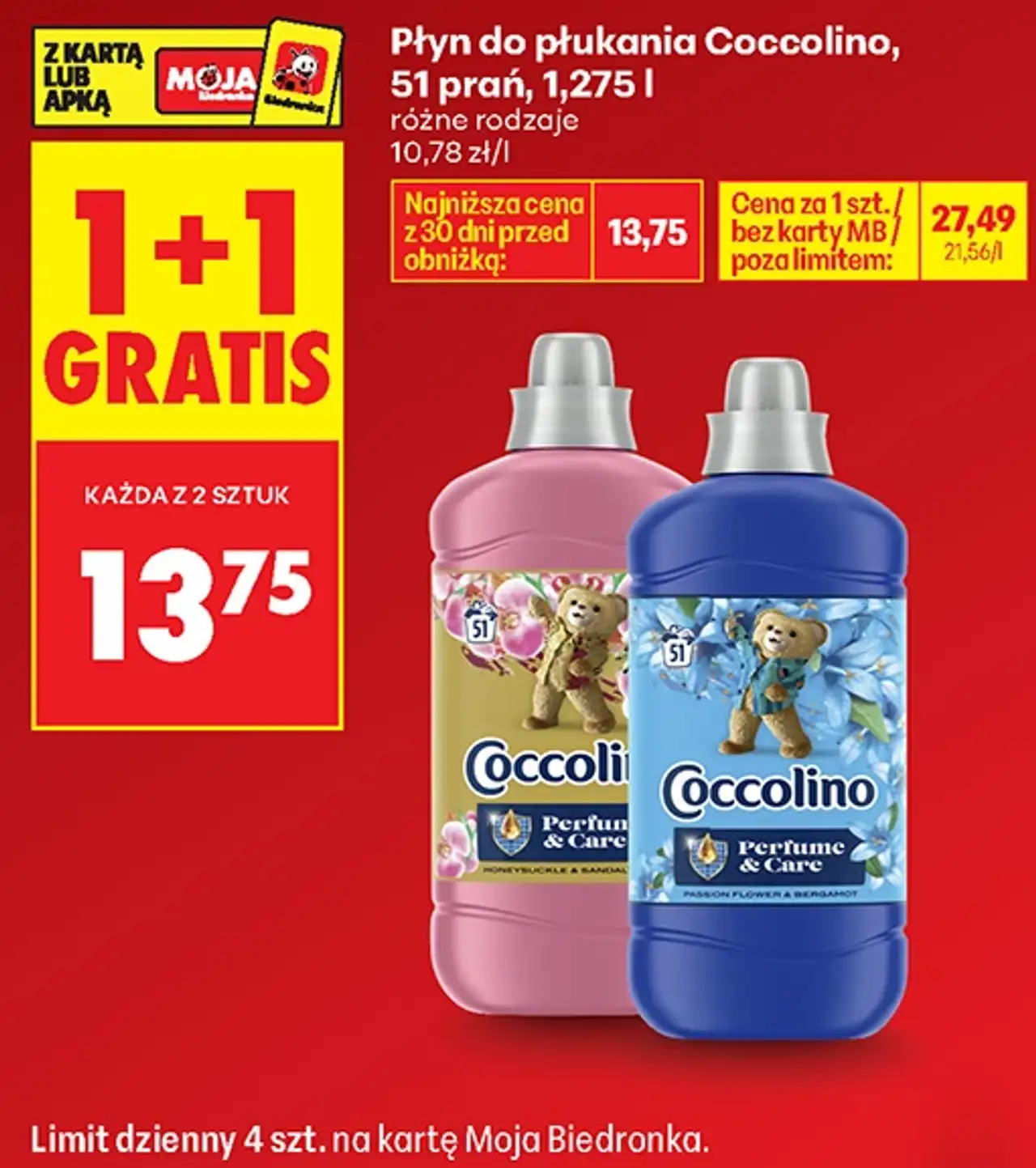Płyn do płukania Coccolino, 51 prań, 1,275 l