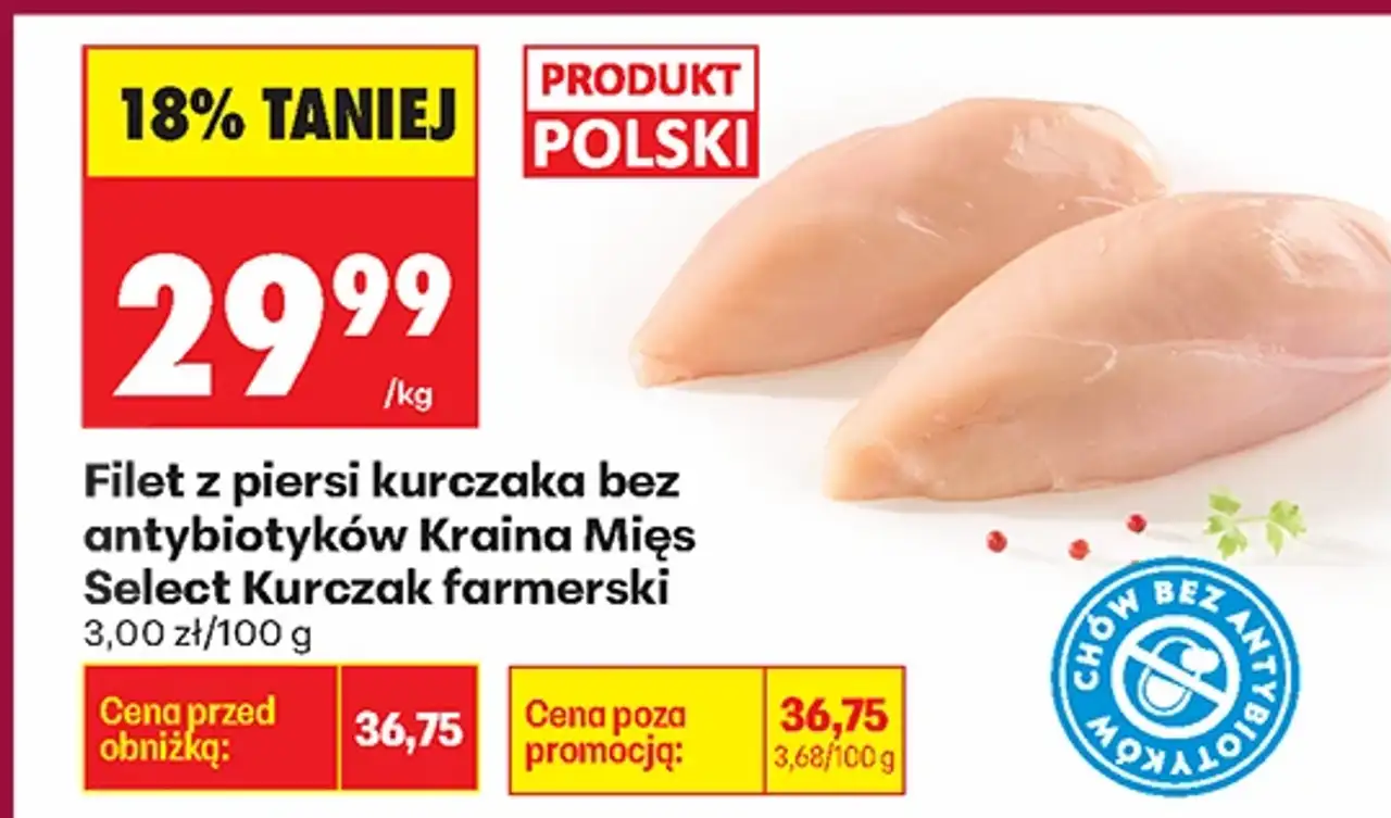 Filet z piersi kurczaka bez antybiotyków Kraina Mięs Select Kurczak farmerski